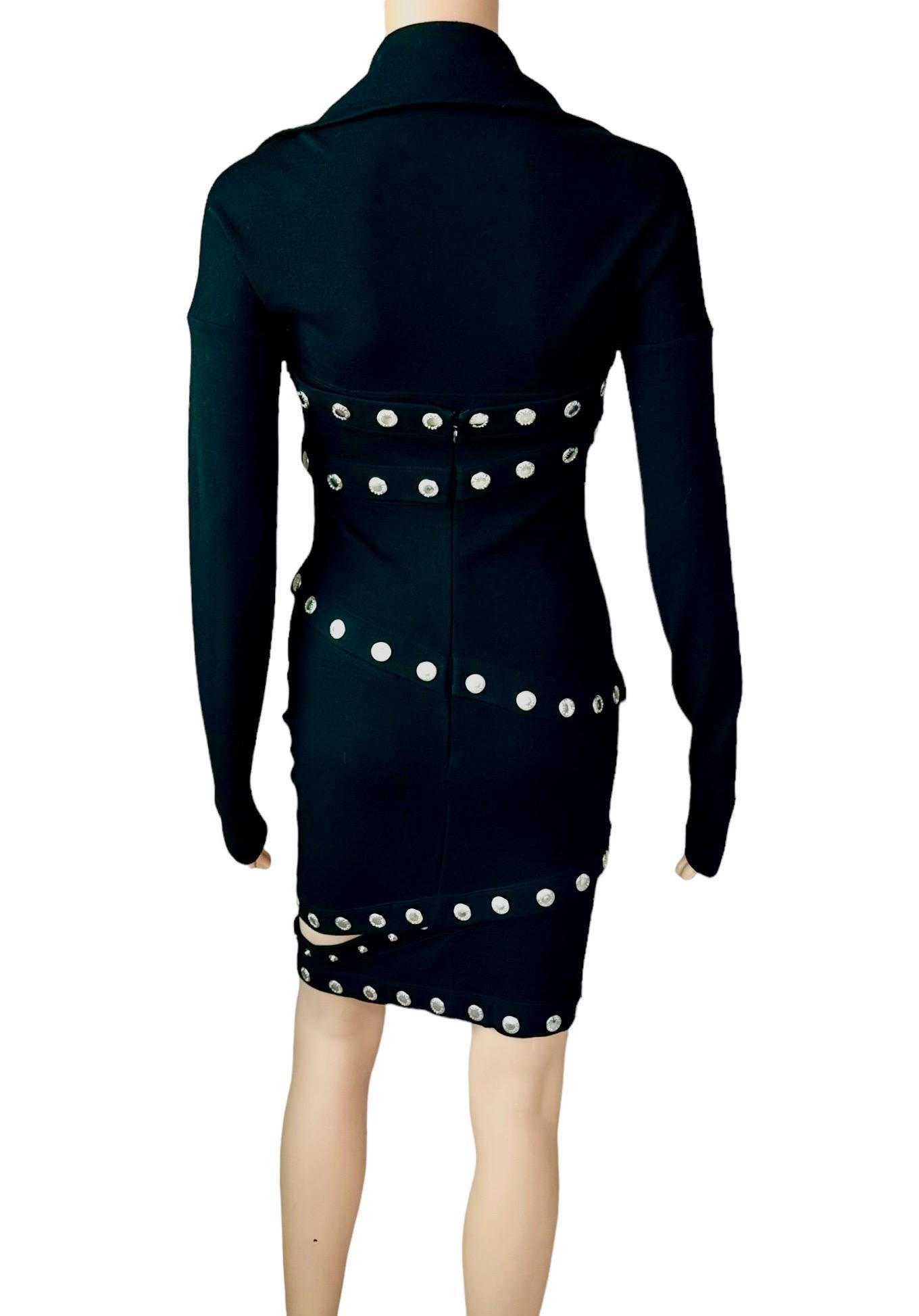 Dolce & Gabbana F/W 2003 Runway Cutout Snap-Up Convertible Knit Black Dress For Sale 6