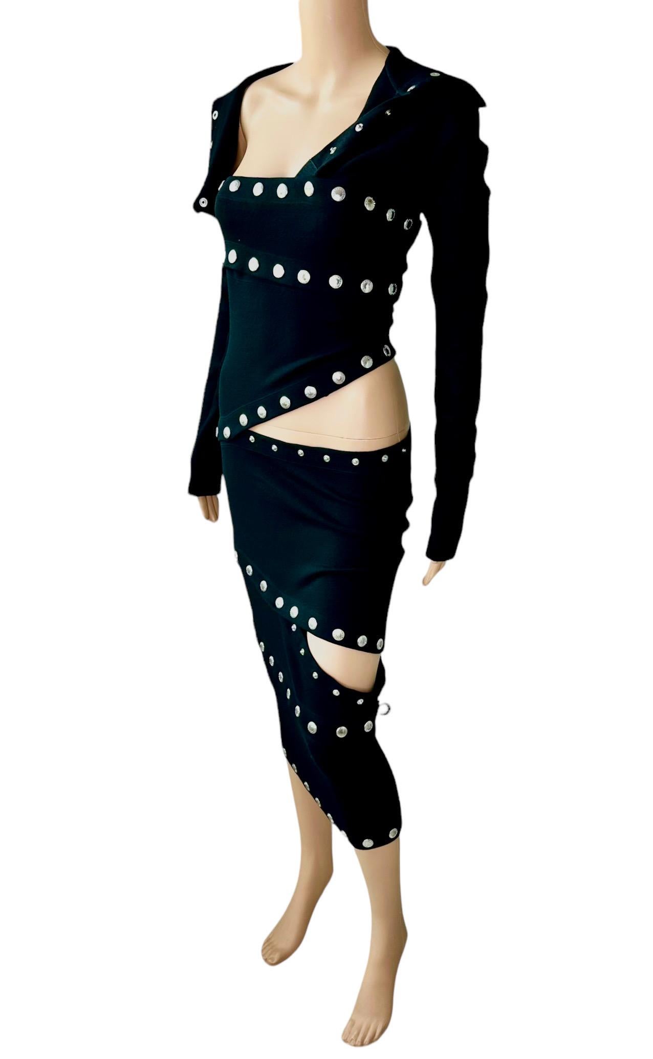 Dolce & Gabbana F/W 2003 Runway Cutout Snap-Up Convertible Knit Black Dress For Sale 10