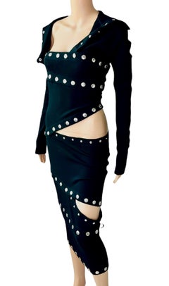 Dolce & Gabbana F/W 2003 Runway Cutout Snap-Up Convertible Knit Black Dress