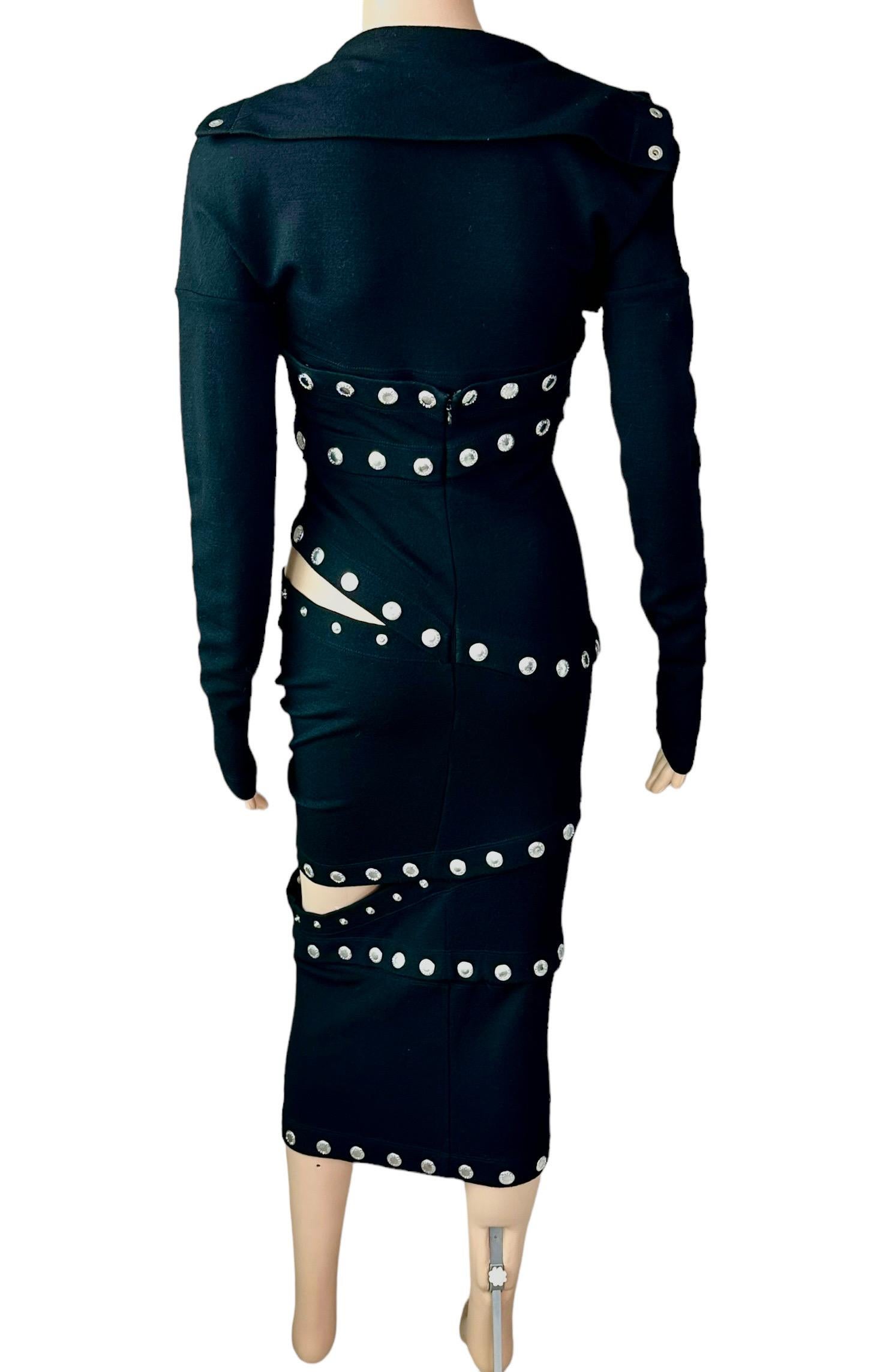 Dolce & Gabbana F/W 2003 Runway Cutout Snap-Up Convertible Knit Black Dress In Good Condition For Sale In Naples, FL