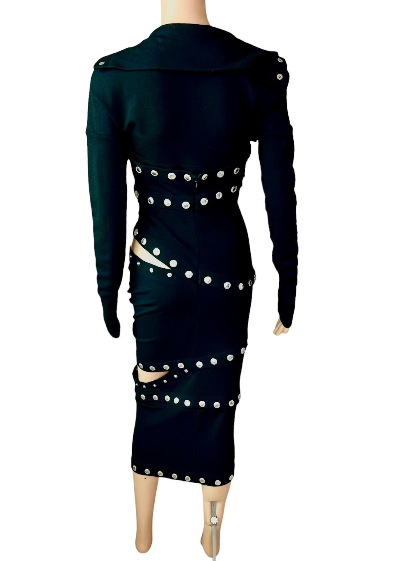 Dolce & Gabbana F/W 2003 Runway Cutout Snap-Up Convertible Knit Black Dress For Sale 1