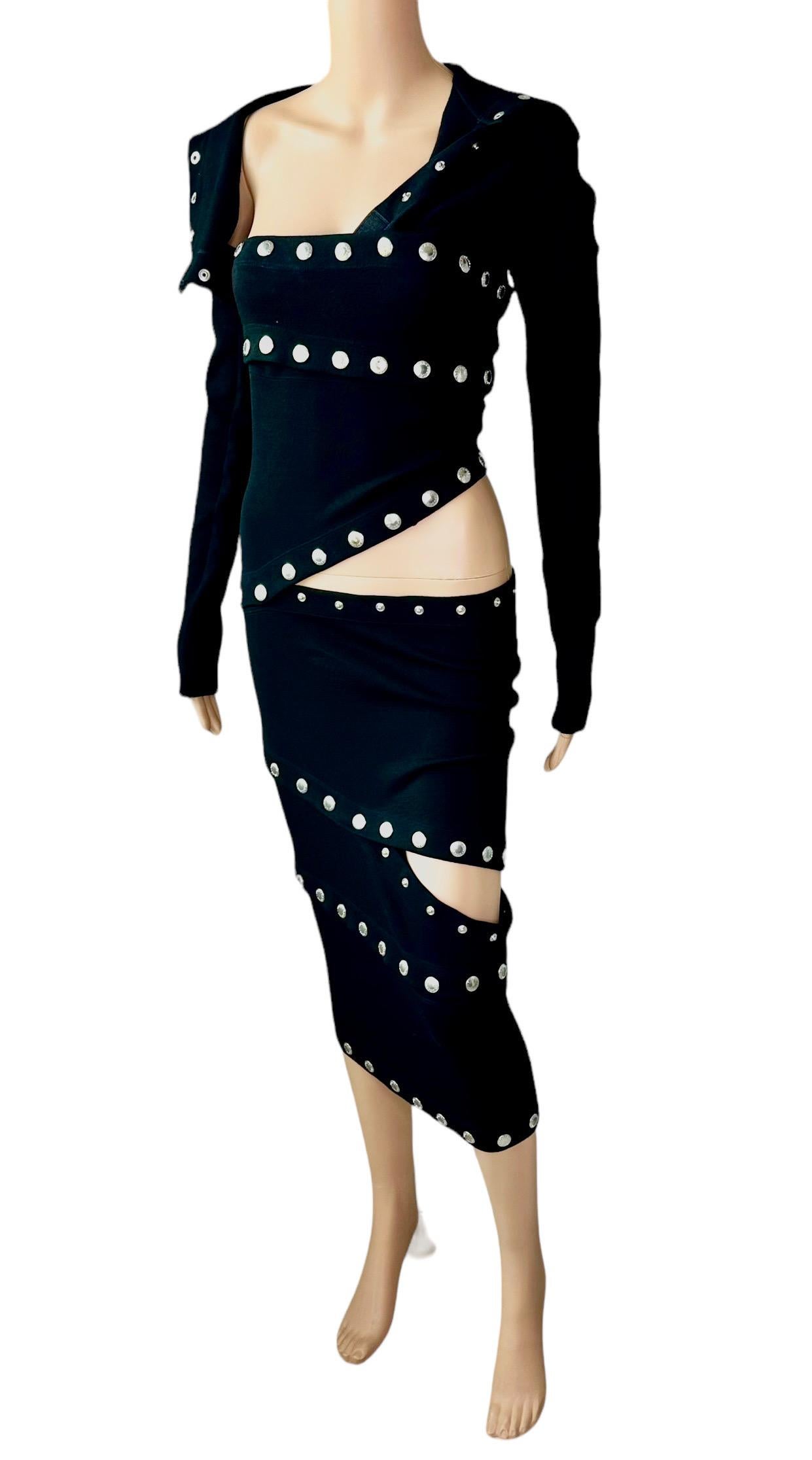 Dolce & Gabbana F/W 2003 Runway Cutout Snap-Up Convertible Knit Black Dress For Sale 2