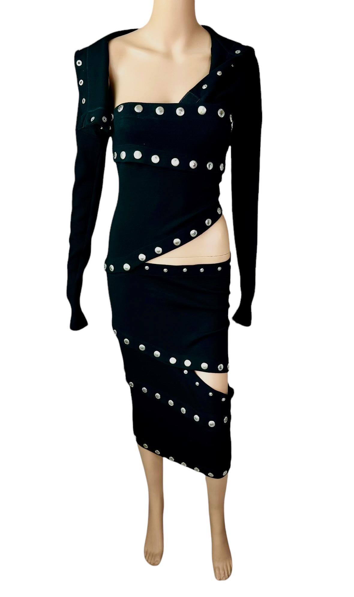 Dolce & Gabbana F/W 2003 Runway Cutout Snap-Up Convertible Knit Black Dress For Sale 3