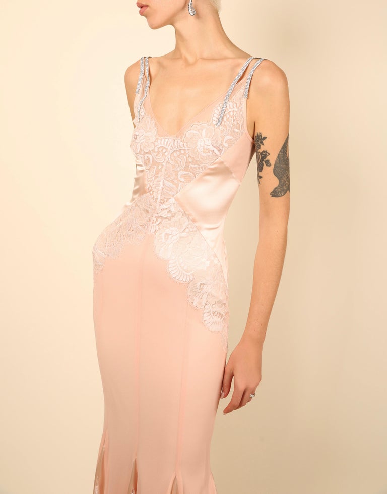 dolce and gabbana light pink dress Dolce & Gabbana Tulle Midi Dress in Pink
