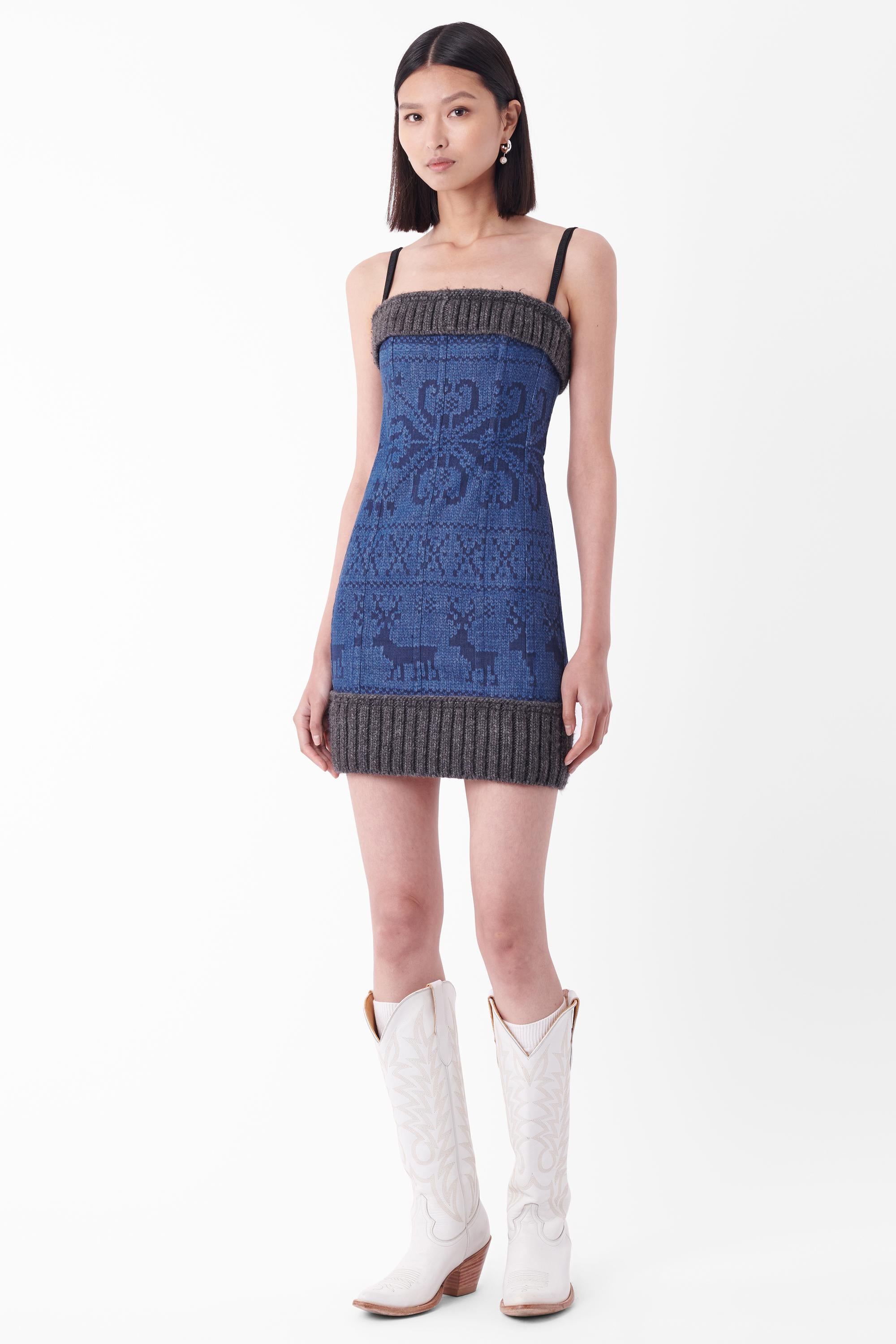 Dolce & Gabbana F/W 2010 Runway Denim Knit Mini Dress For Sale 1