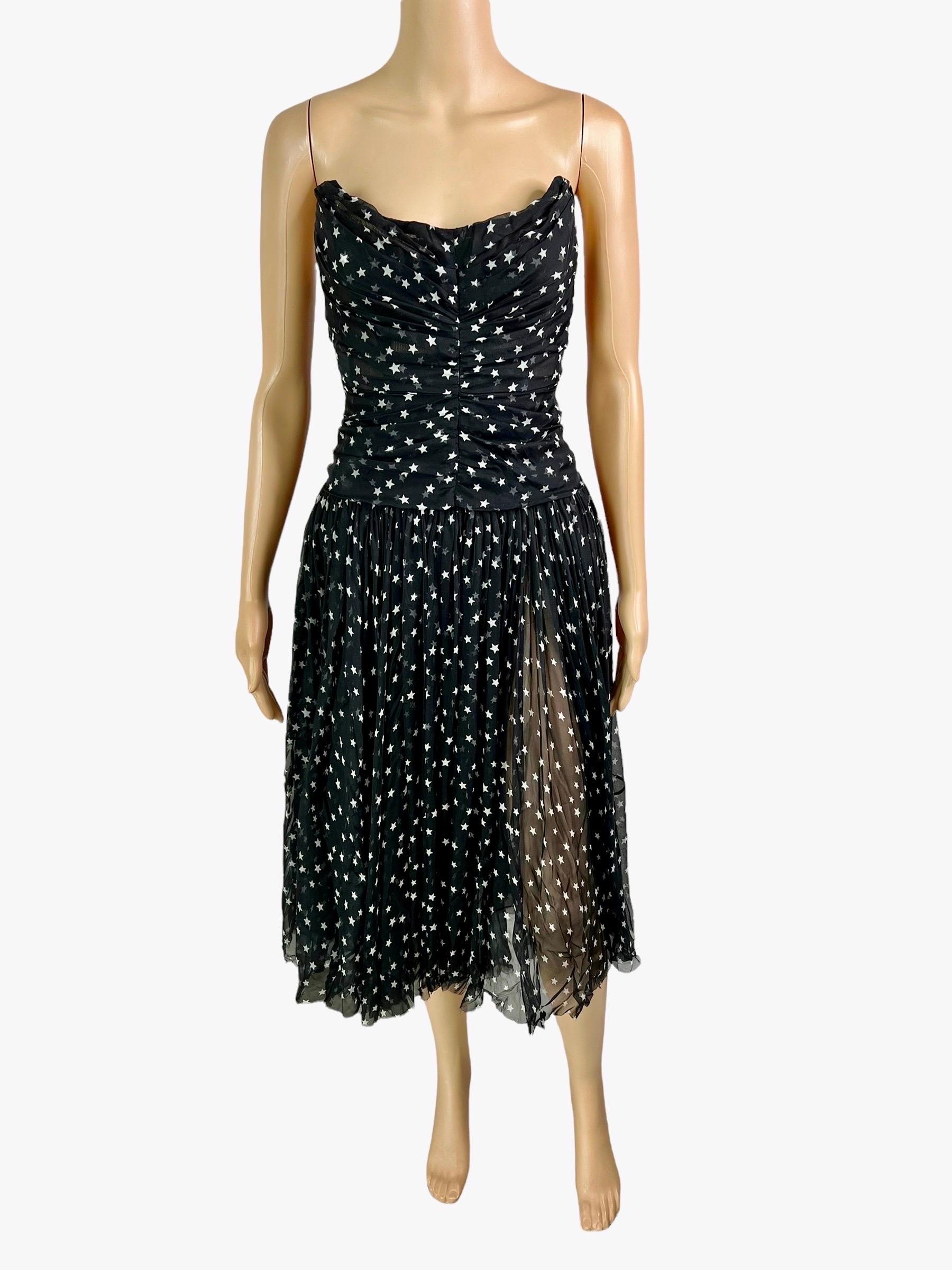 Black Dolce & Gabbana F/W 2011 Runway Bustier Sheer Star Print Dress
