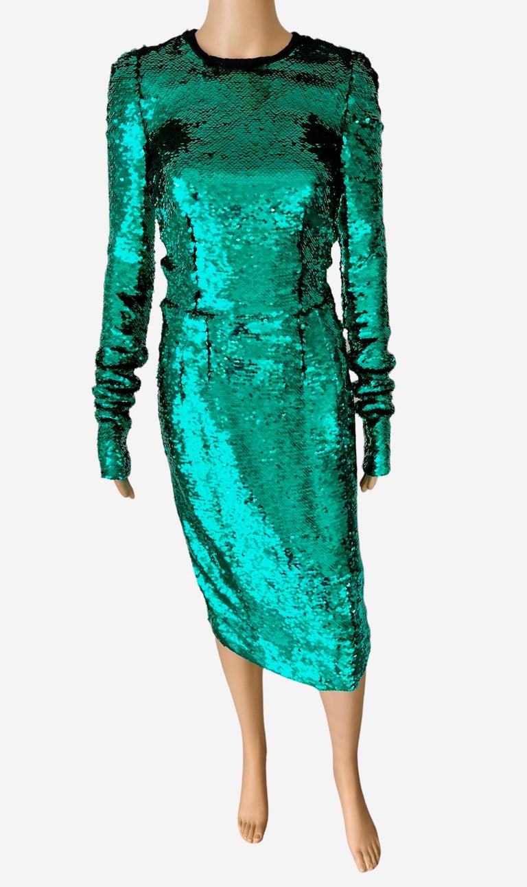 Dolce and Gabbana F/W 2011 Runway Unworn Sequin Embellished Green Evening  Dress For Sale at 1stDibs | dolce and gabbana green sequin dress, green  dolce and gabbana dress, embellished green dress