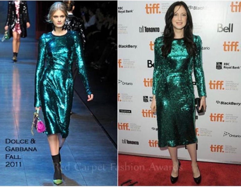 dolce and gabbana green sequin dress 2000 Dolce & Gabbana 'Legally Blonde' Blue Sequin Bodycon Bra Mini Dre