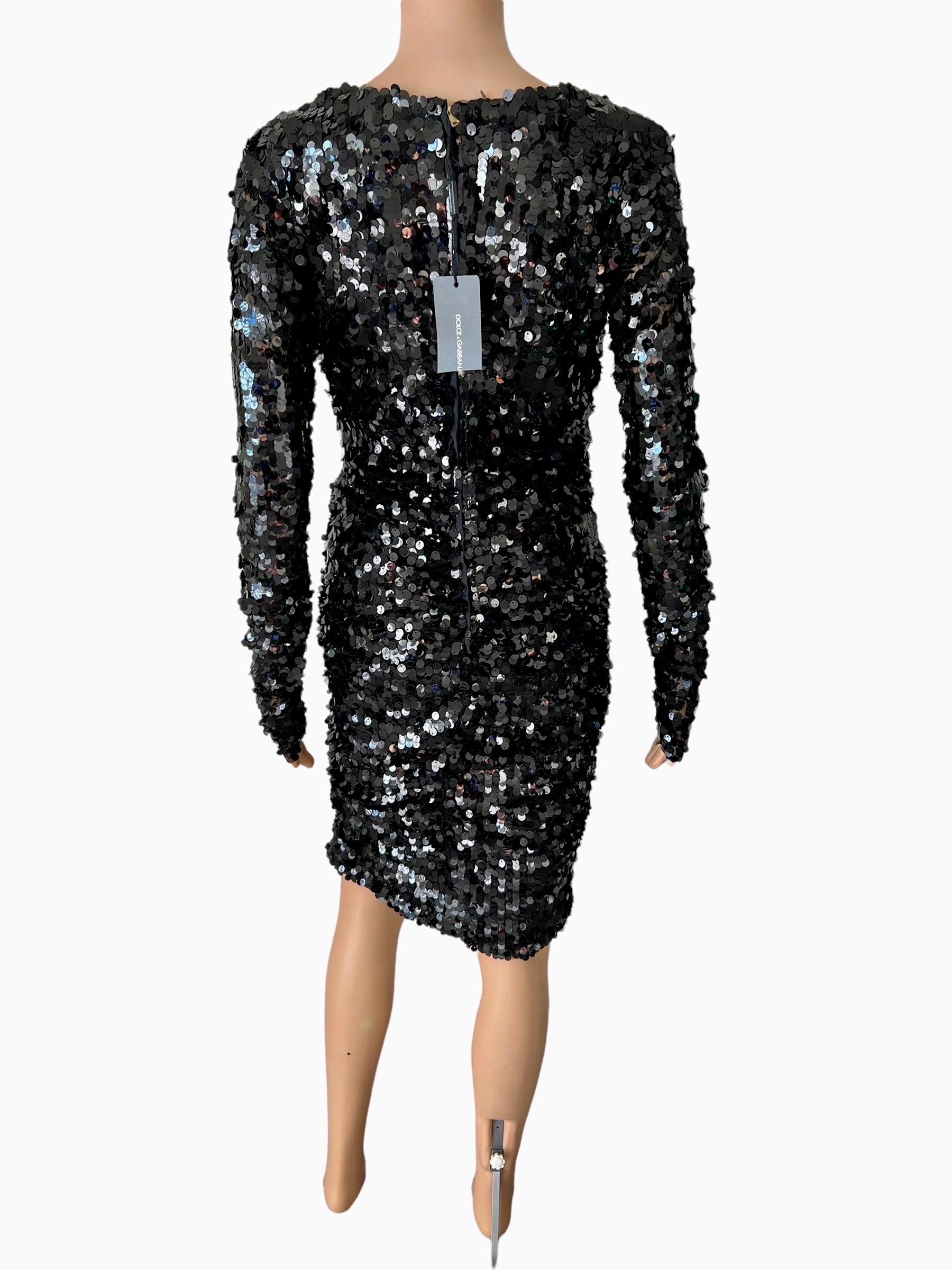 Dolce & Gabbana F/W 2011 Unworn Sequin Embellished Black Evening Dress 1