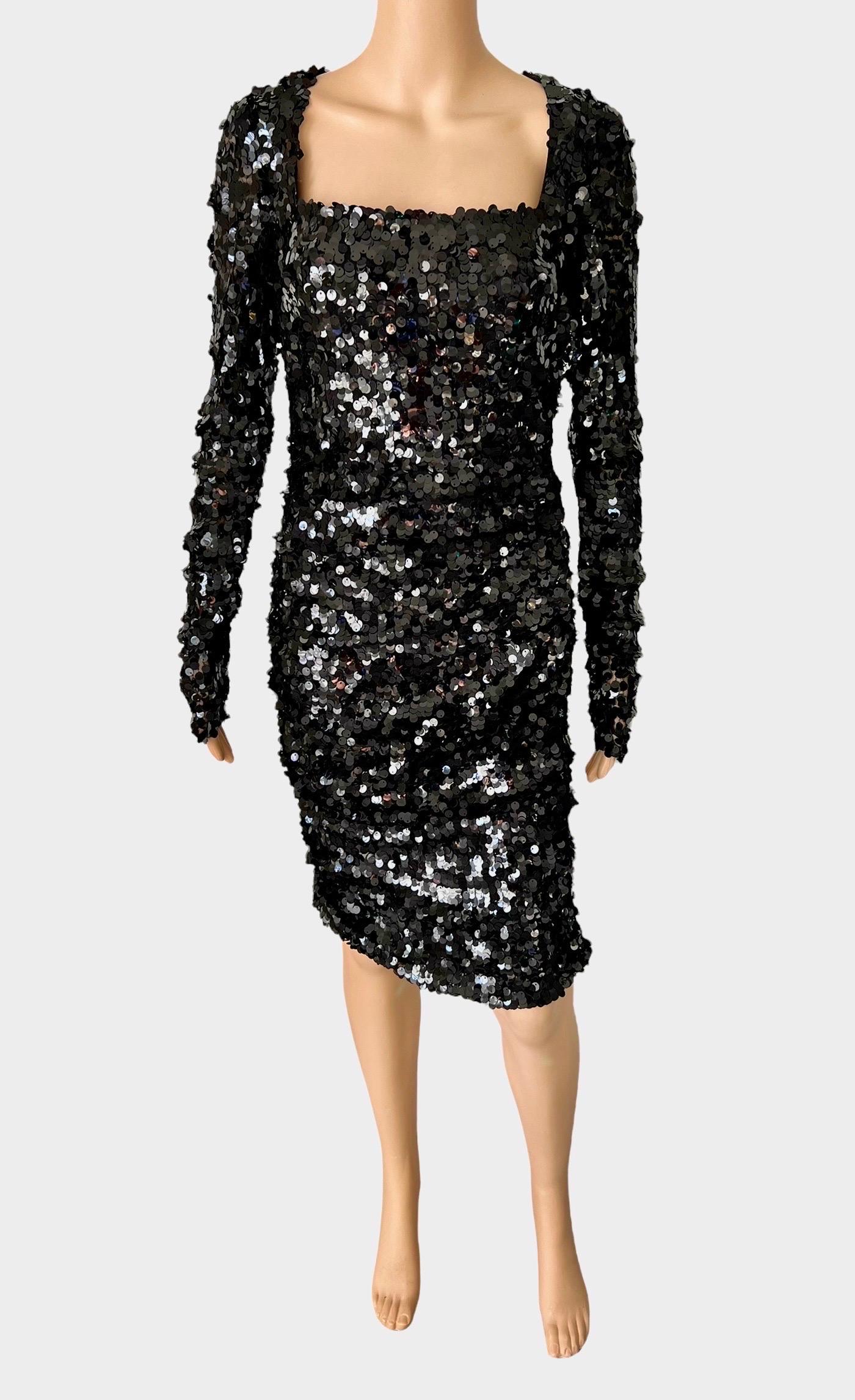 Dolce & Gabbana F/W 2011 Unworn Sequin Embellished Black Evening Dress 2