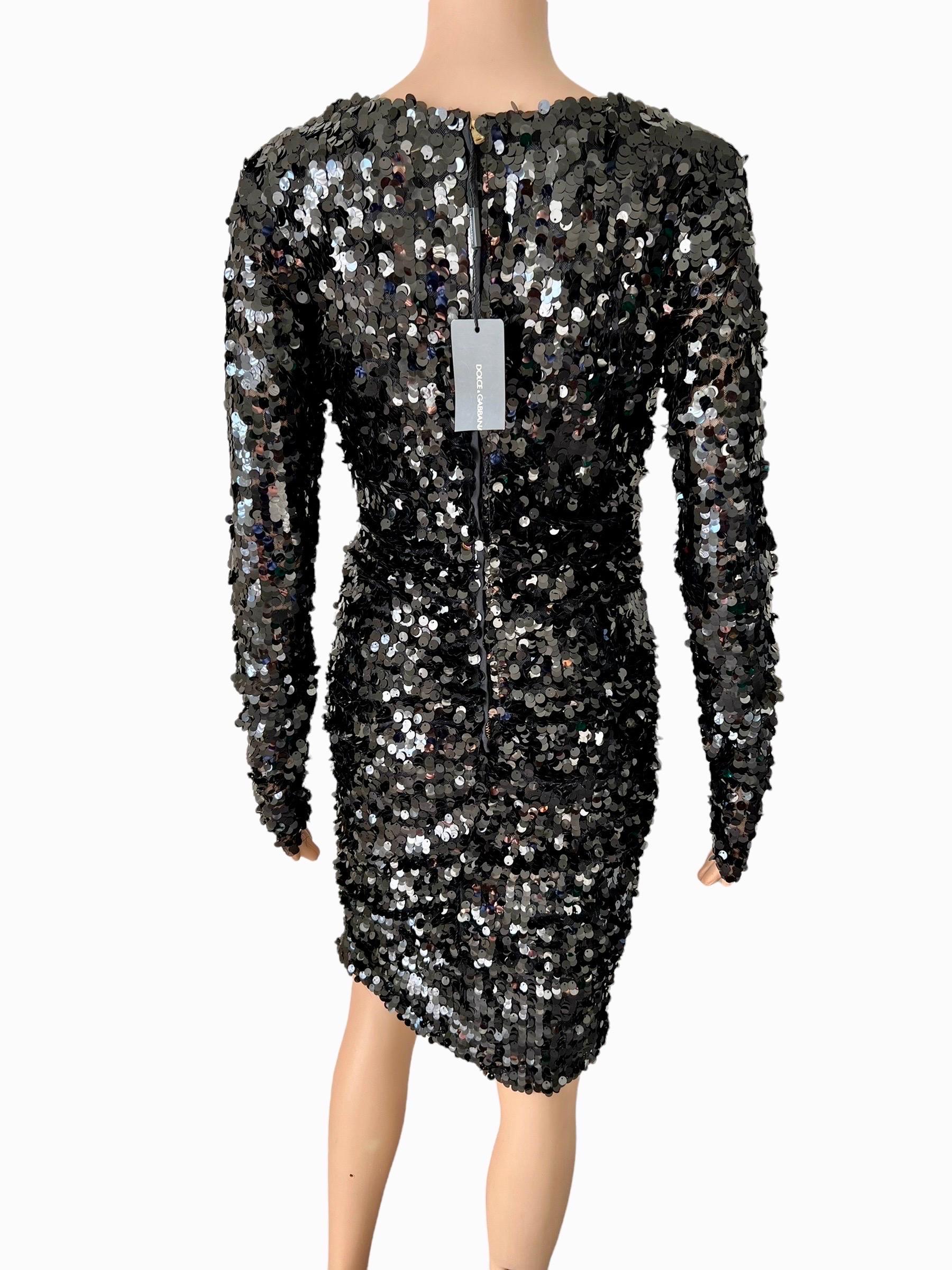 Dolce & Gabbana F/W 2011 Unworn Sequin Embellished Black Evening Dress 3