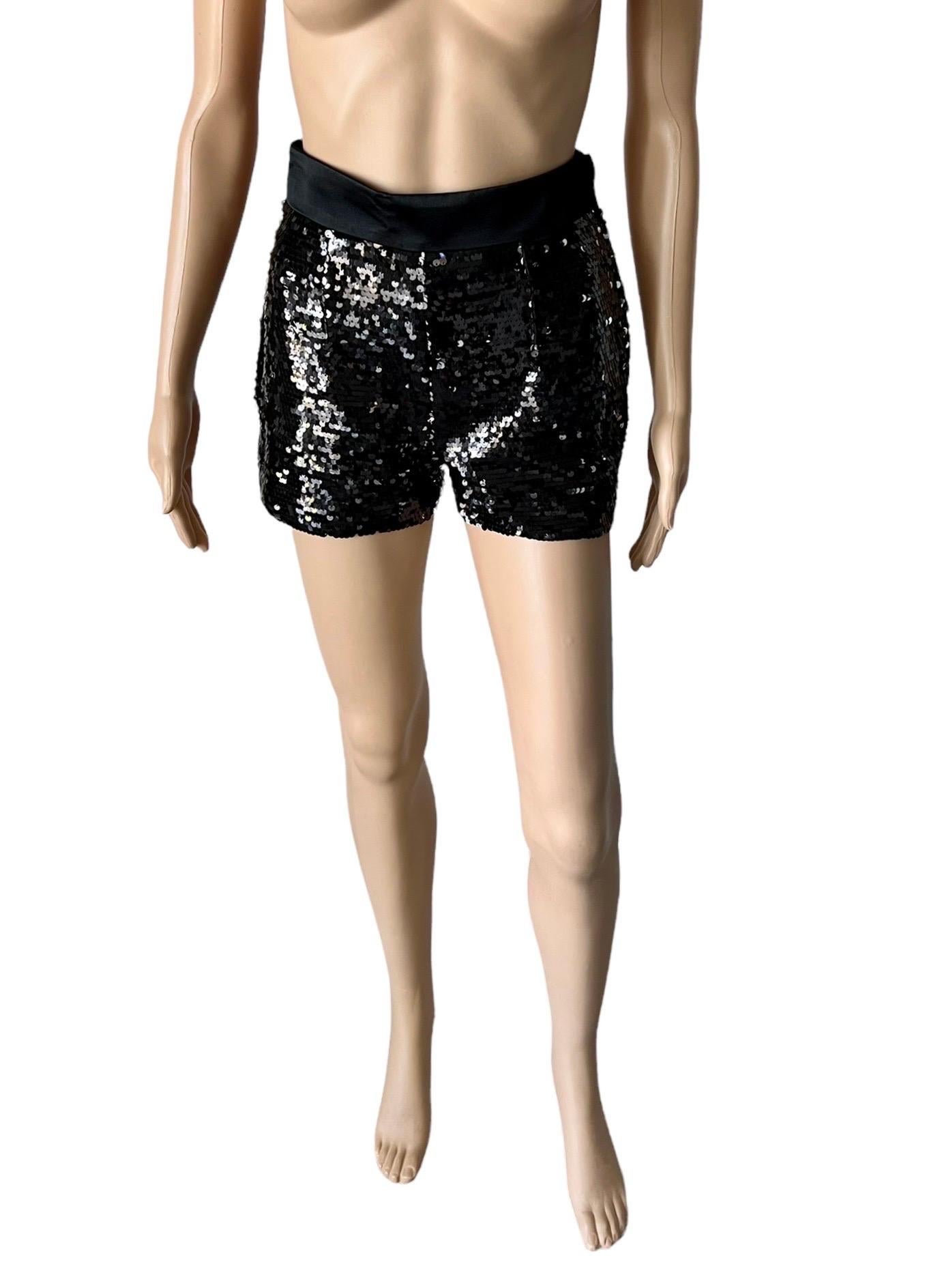 Women's Dolce & Gabbana F/W 2011 Unworn Sequin Embellished Black Hot Pants Mini Shorts For Sale