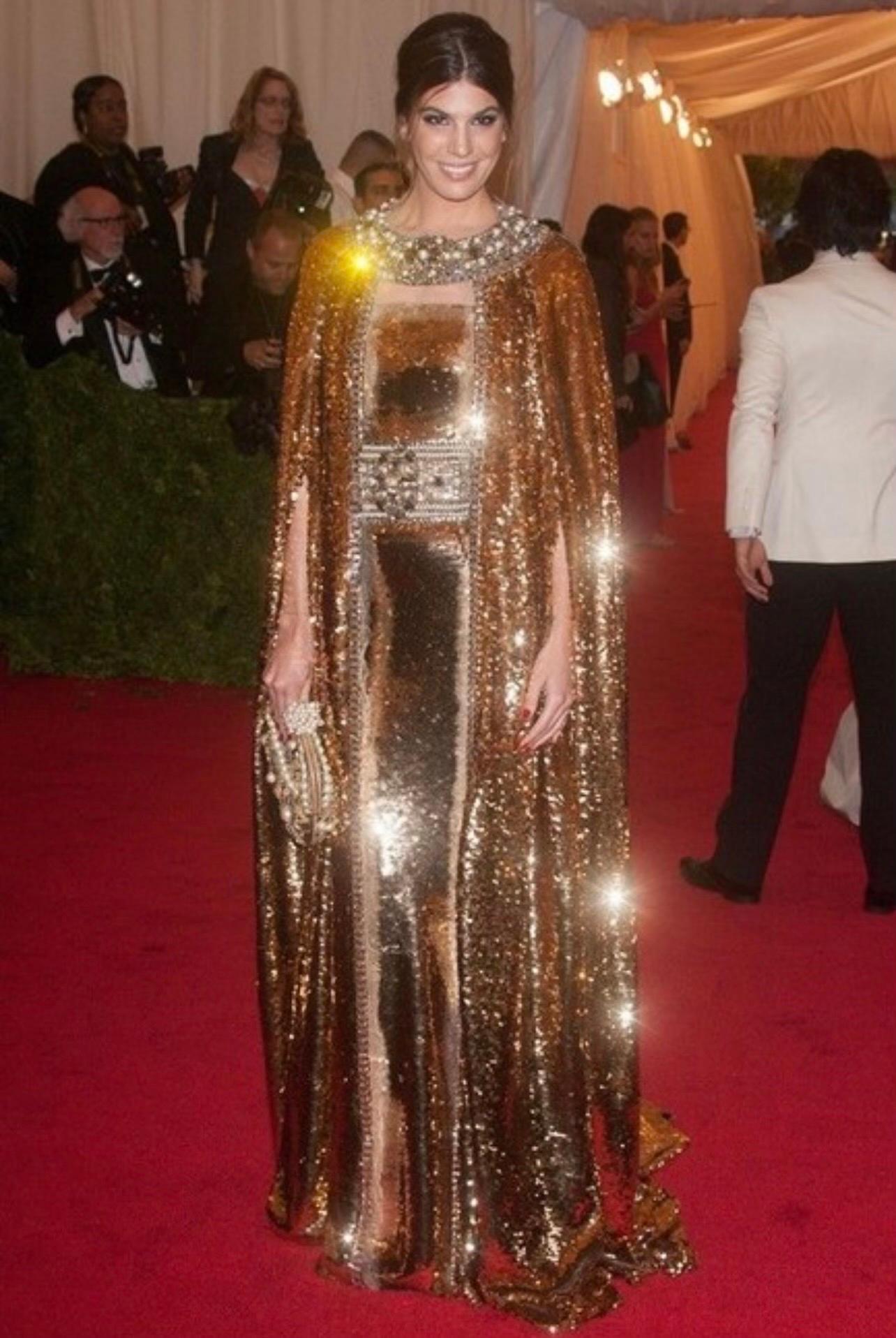 Dolce & Gabbana F/W 2011 Unworn Sequin Embellished Gold Train Maxi Skirt  For Sale 3