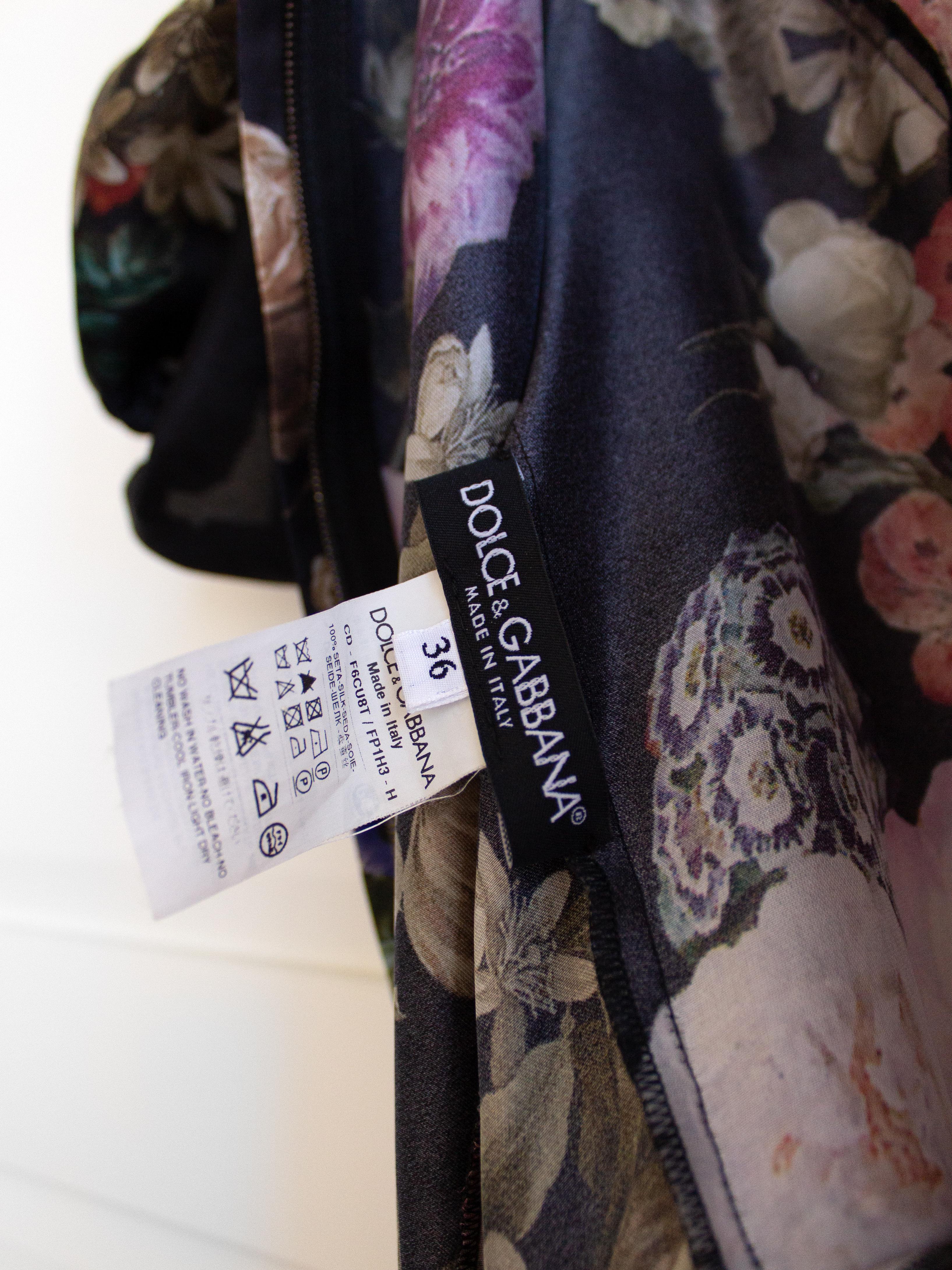 Dolce & Gabbana F/W 2012 Baroque Cherub Angels Print Floral Silk Dress 8