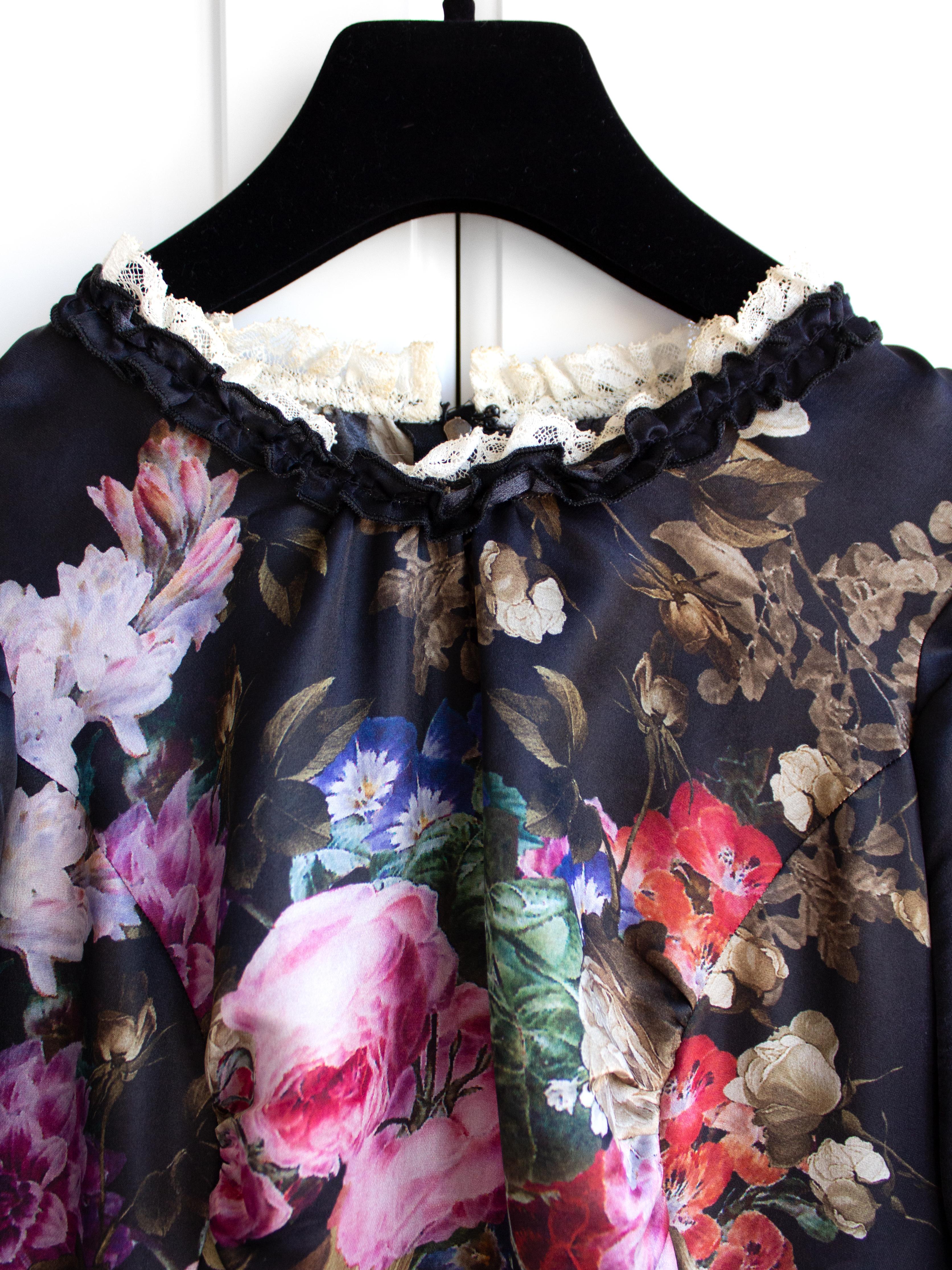 Women's Dolce & Gabbana F/W 2012 Baroque Cherub Angels Print Floral Silk Dress