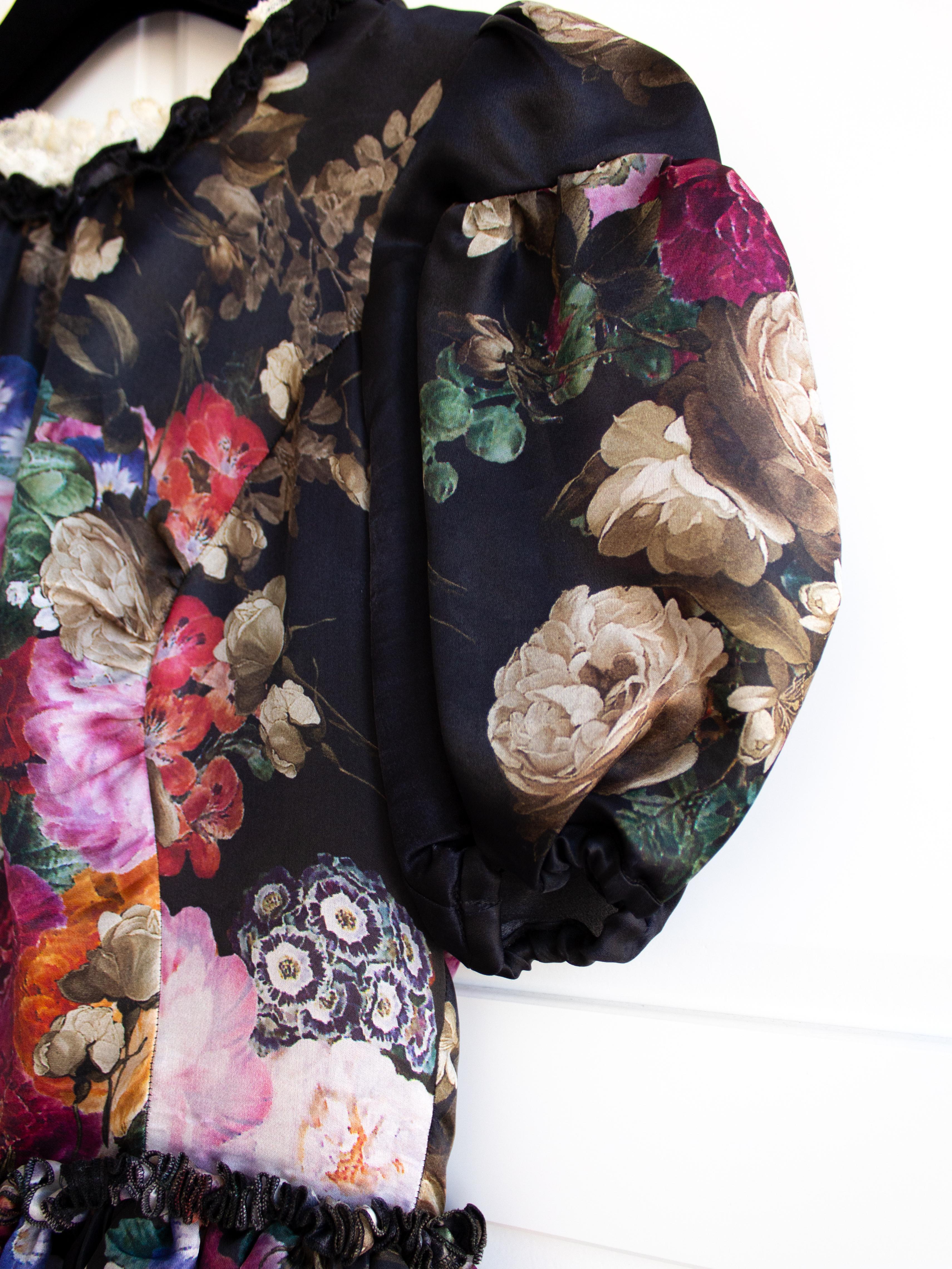 Dolce & Gabbana F/W 2012 Baroque Cherub Angels Print Floral Silk Dress 3