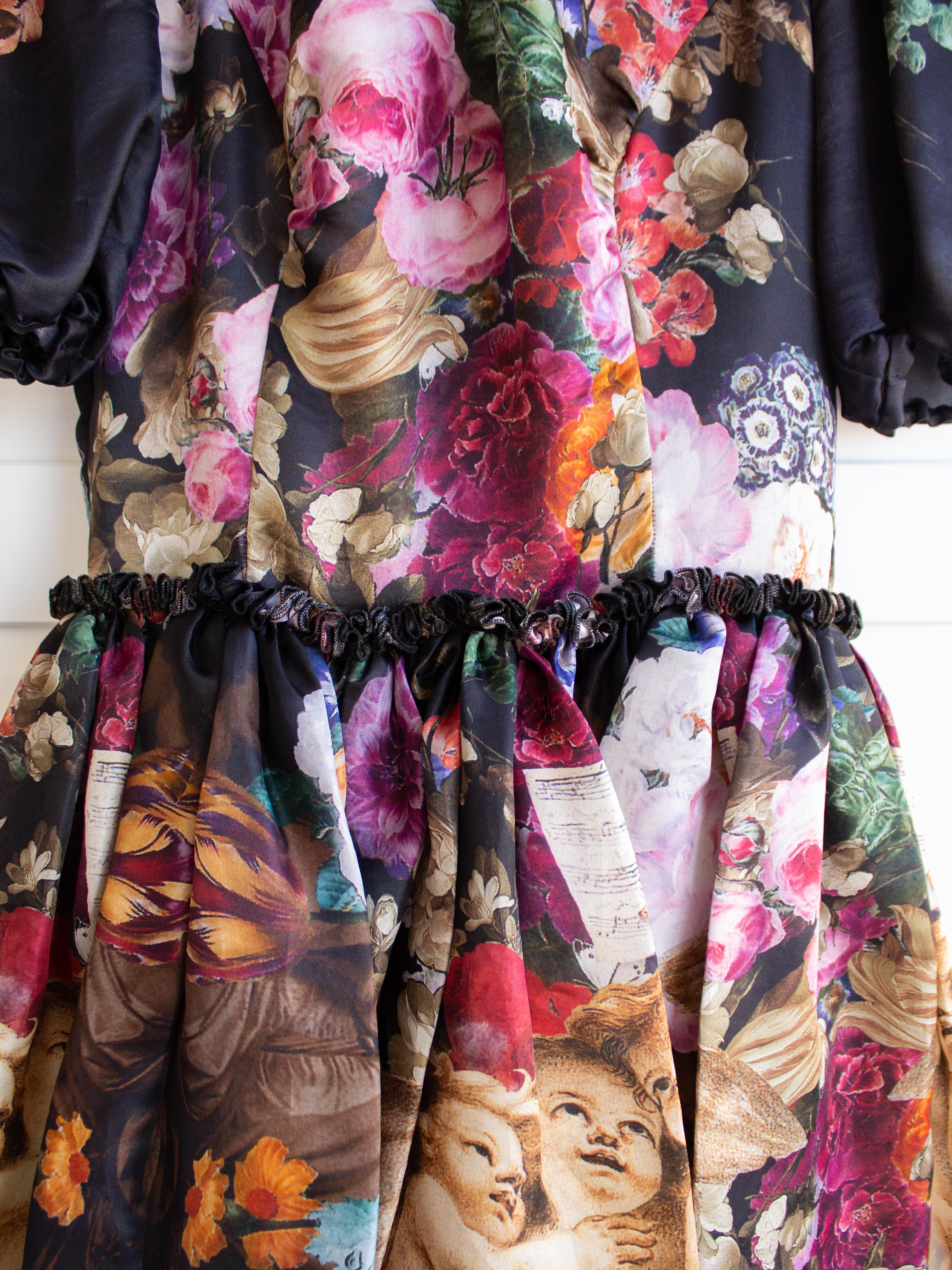 Dolce & Gabbana F/W 2012 Baroque Cherub Angels Print Floral Silk Dress 5