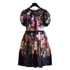 Dolce & Gabbana F/W 2012 Baroque Cherub Angels Print Floral Silk Dress