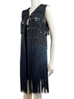 Dolce Gabbana Fall 1991 Black fringe beaded ensemble