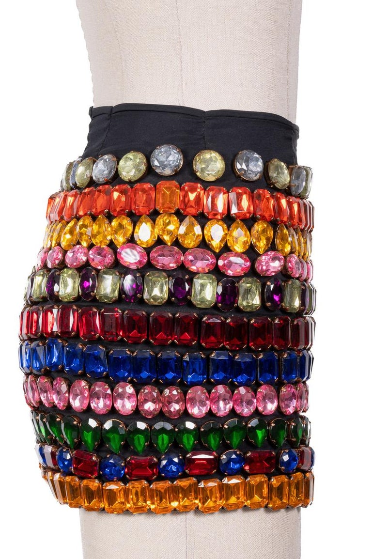 スカート DOLCE SKIRT DOLCE and GABBANA Fall 1991 Runway Multicoloured Crystal