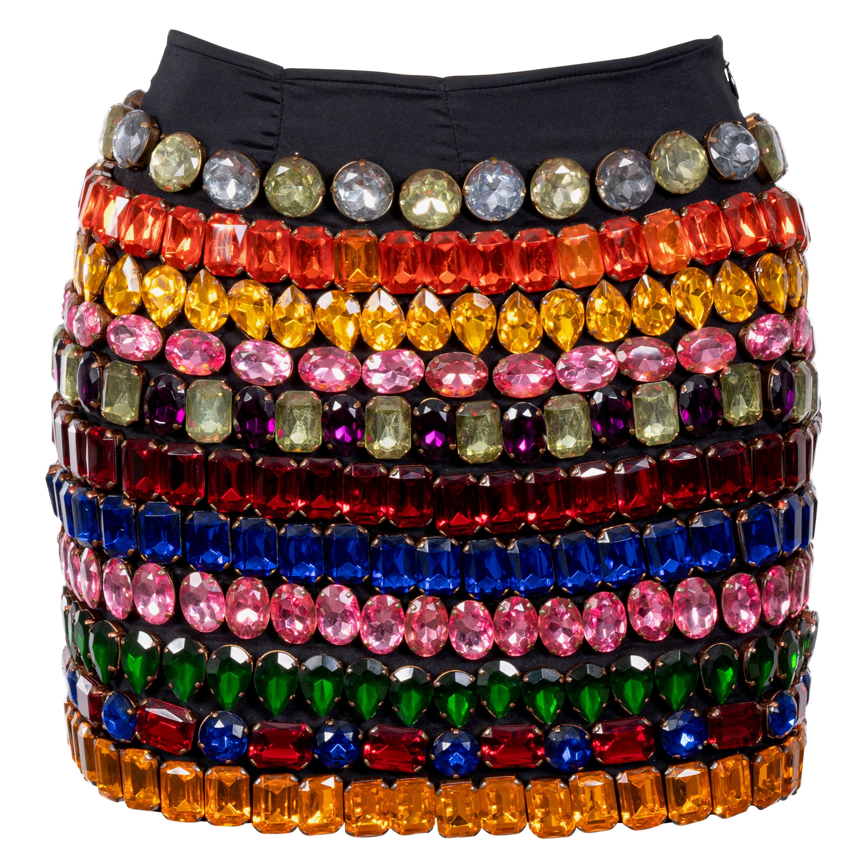 DOLCE & GABBANA - Passerella Autunno 1991 Minigonna multicolore impreziosita da cristalli in vendita