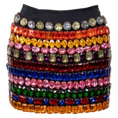 DOLCE & GABBANA Fall 1991 Runway Multicoloured Crystal-Embellished Mini Skirt