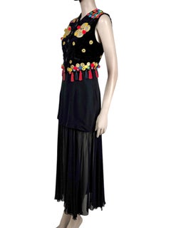 Dolce Gabbana Fall 1992 Ensemble velvet waistcoats spaghetti dress