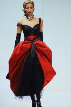 Dolce & Gabbana Fall 1992 Runway Red Satin Tulle Skirt