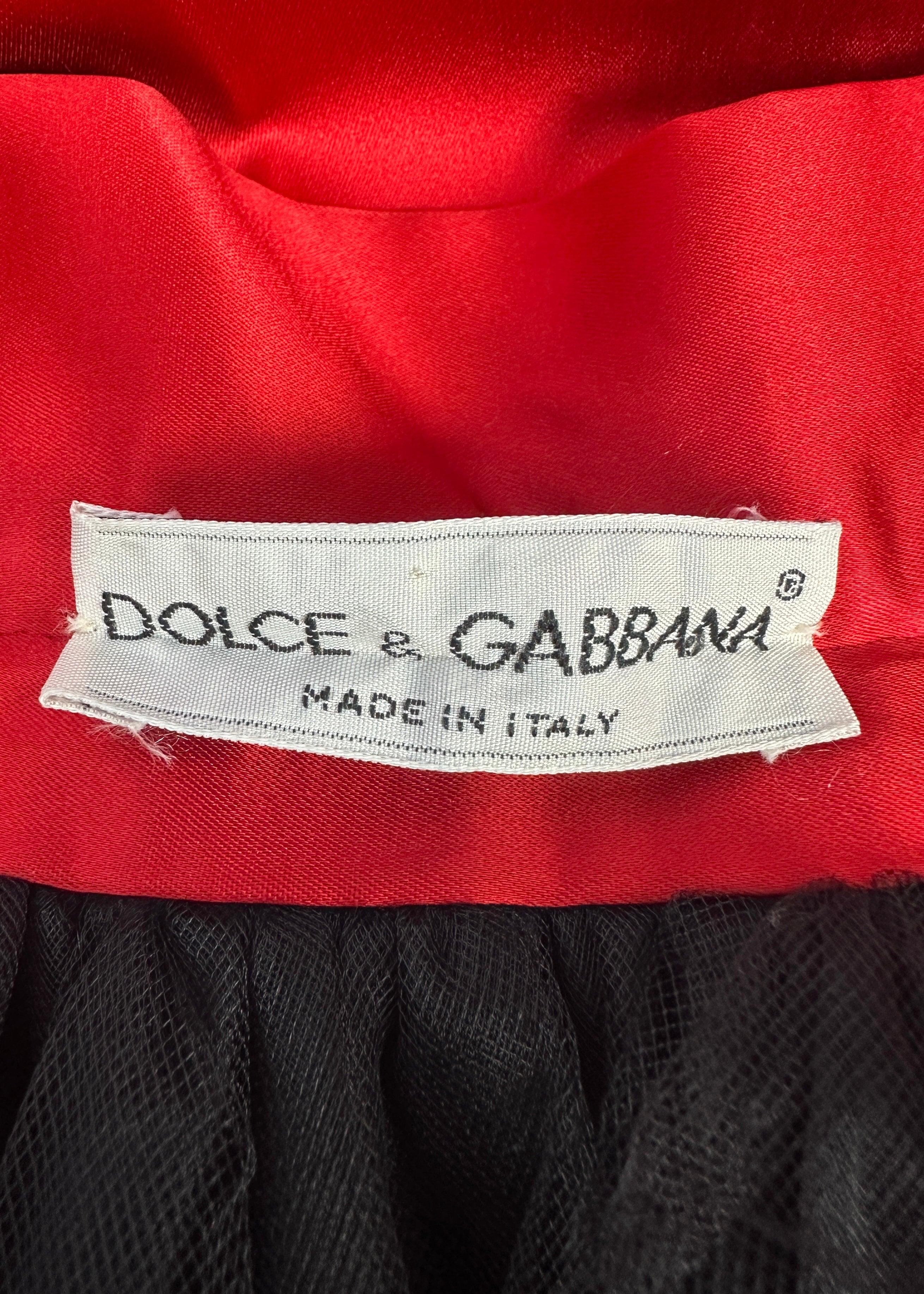 Dolce & Gabbana Fall 1992 Runway Red Satin Tulle Skirt For Sale 2