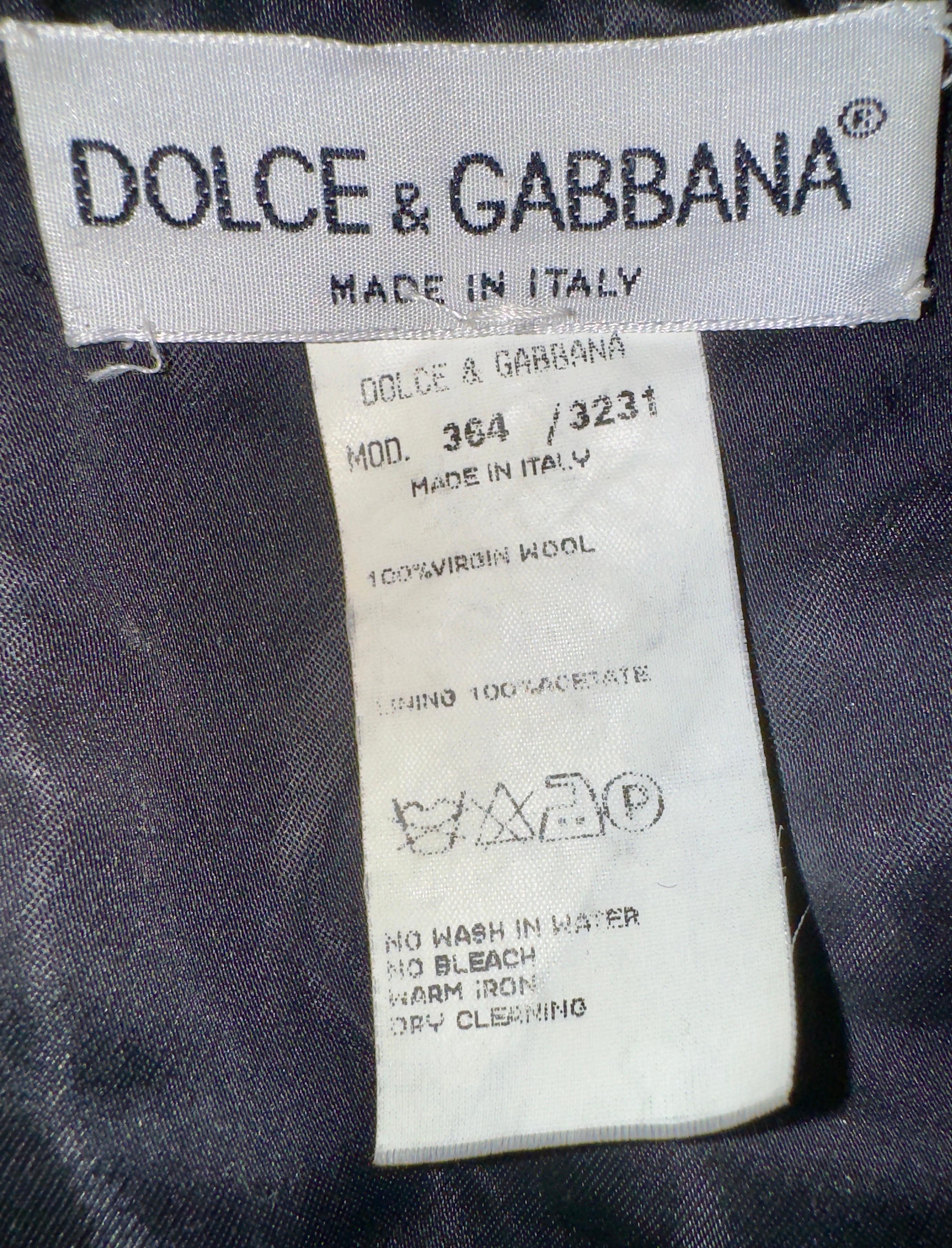 DOLCE & Gabbana Automne 1996 Robe bandeau drapée à chevrons en tweed 44 en vente 6