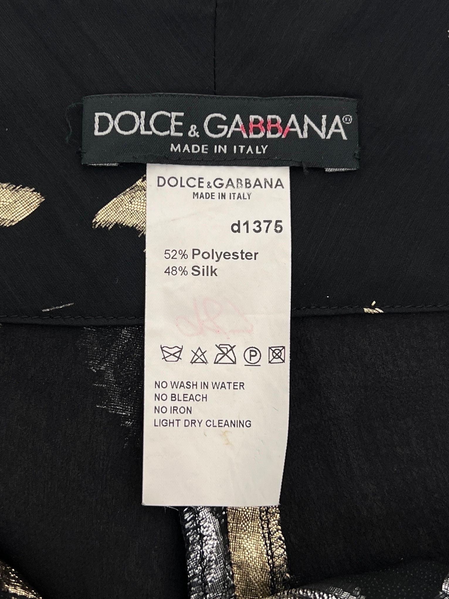 Dolce & Gabbana Fall 2000 Lamé Black Chiffon Silk Pleated Evening Trousers For Sale 4