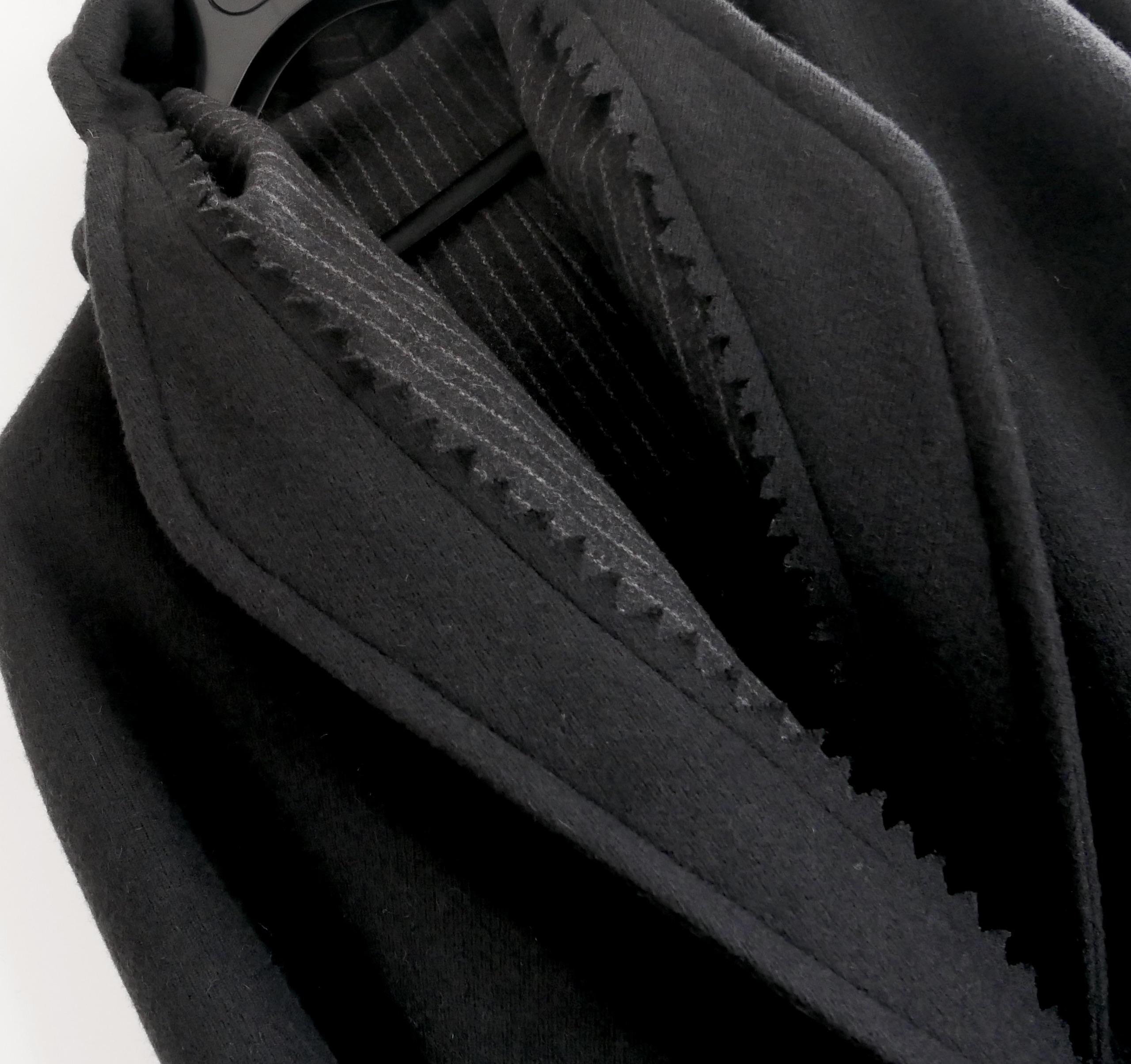 Super rare archival Dolce & Gabbana cape coat from the Fall 2012 menswear collection - look 6 on the runway. bought for £3250 and new with tags and spare button. Made from dense, thick charcoal black wool mix with grey pinstripe wool mix inner. It