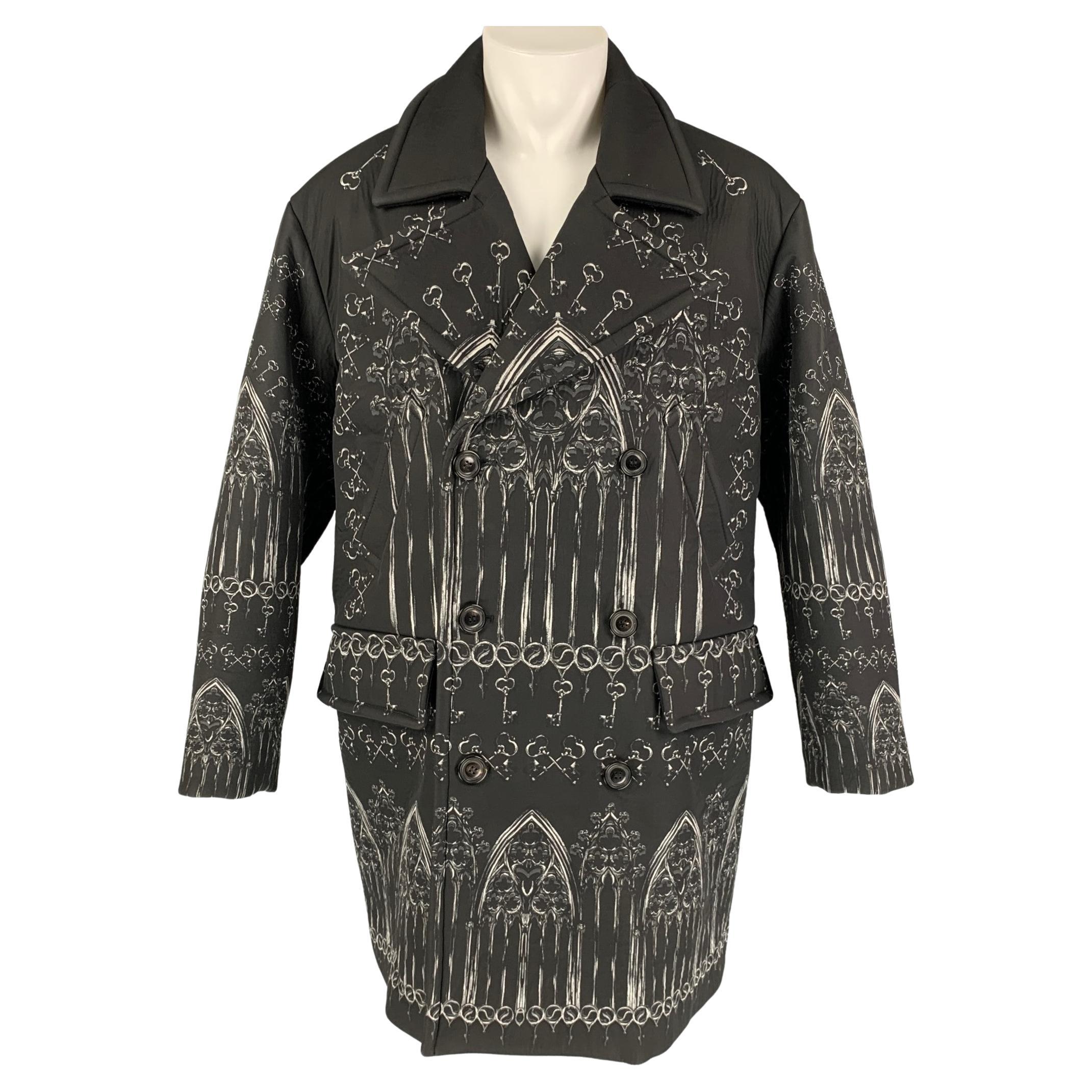 DOLCE & GABBANA Fall 2014 Norman Kings Size 38 Black Wool Silk Catheral Coat