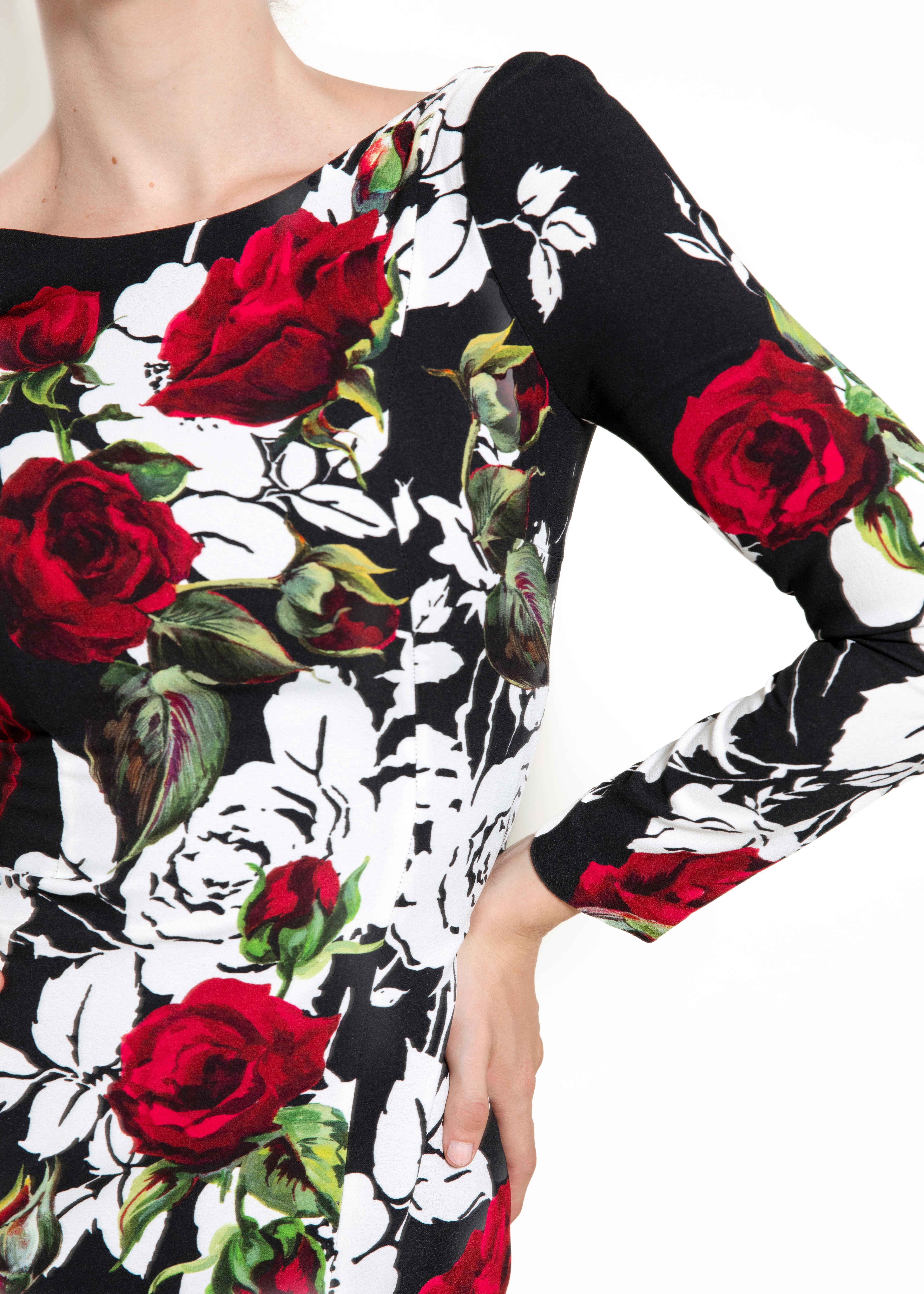 Black Dolce & Gabbana Fall 2015 L/S Floral Dress For Sale