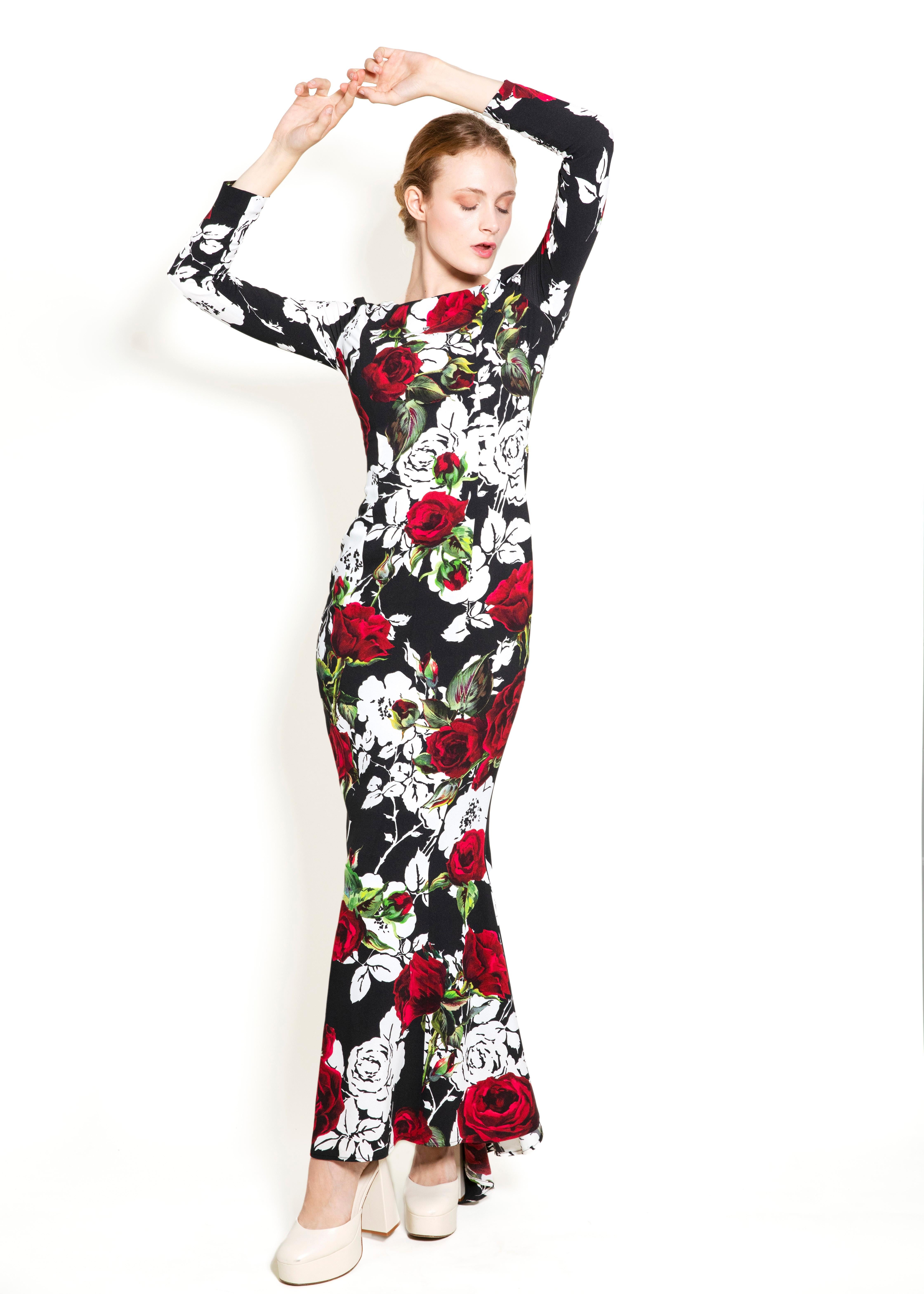 Dolce & Gabbana Fall 2015 L/S Floral Dress For Sale 1