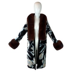 Vintage Dolce & Gabbana Fall F/W 1997 Velvet Coat with Fox Fur Trim