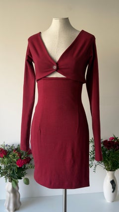 Dolce & Gabbana Fall Winter 1992 dark red cardigan and skirt set