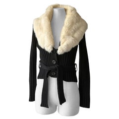 Dolce & Gabbana Fall Winter 1995 white fur trim cardigan