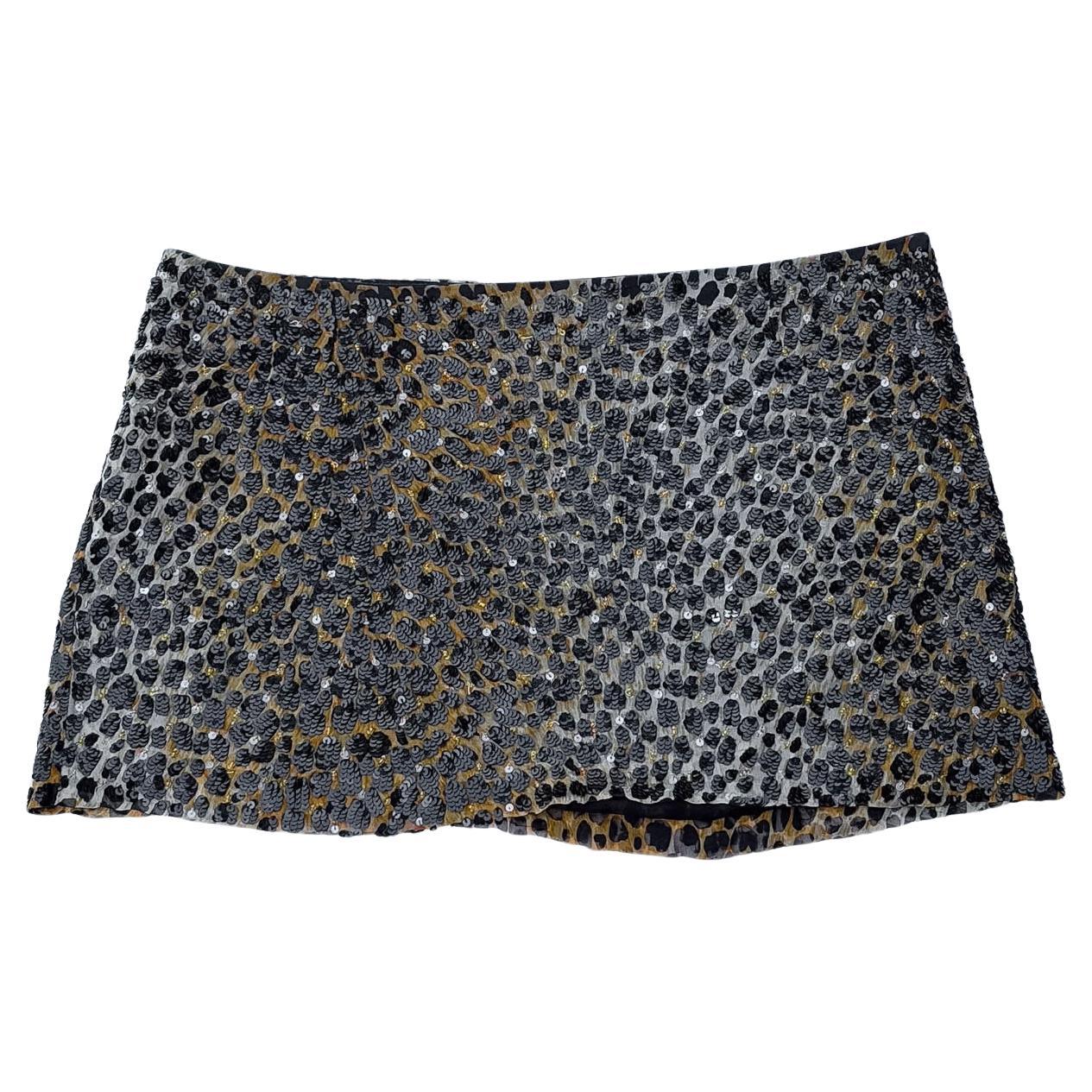 Dolce and Gabbana Fall/Winter 1999 Leopard Sequin Silk Skirt For