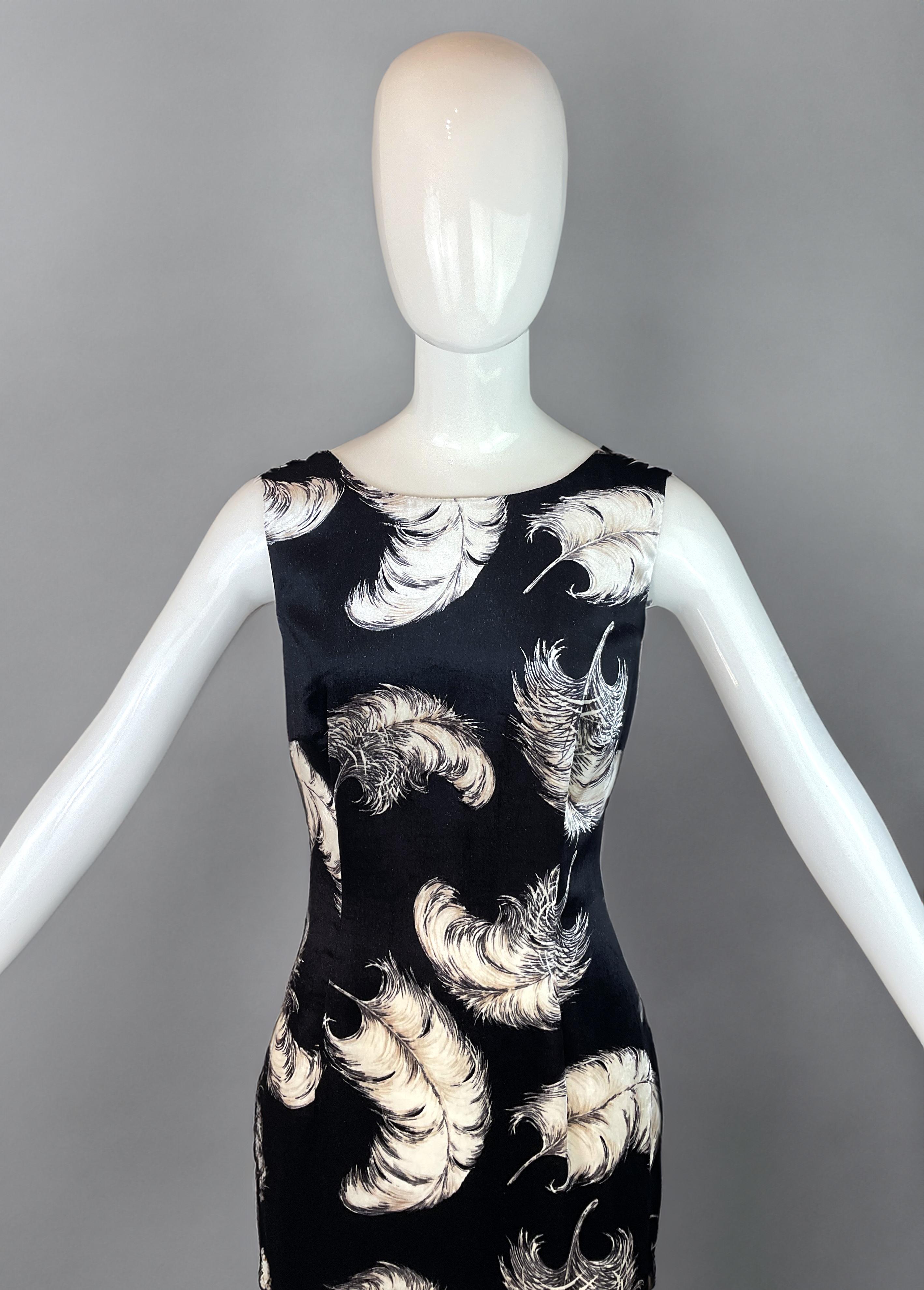 Women's Dolce & Gabbana Fall/Winter F/W 1997 Runway Feather Print Dress – New with Tags For Sale