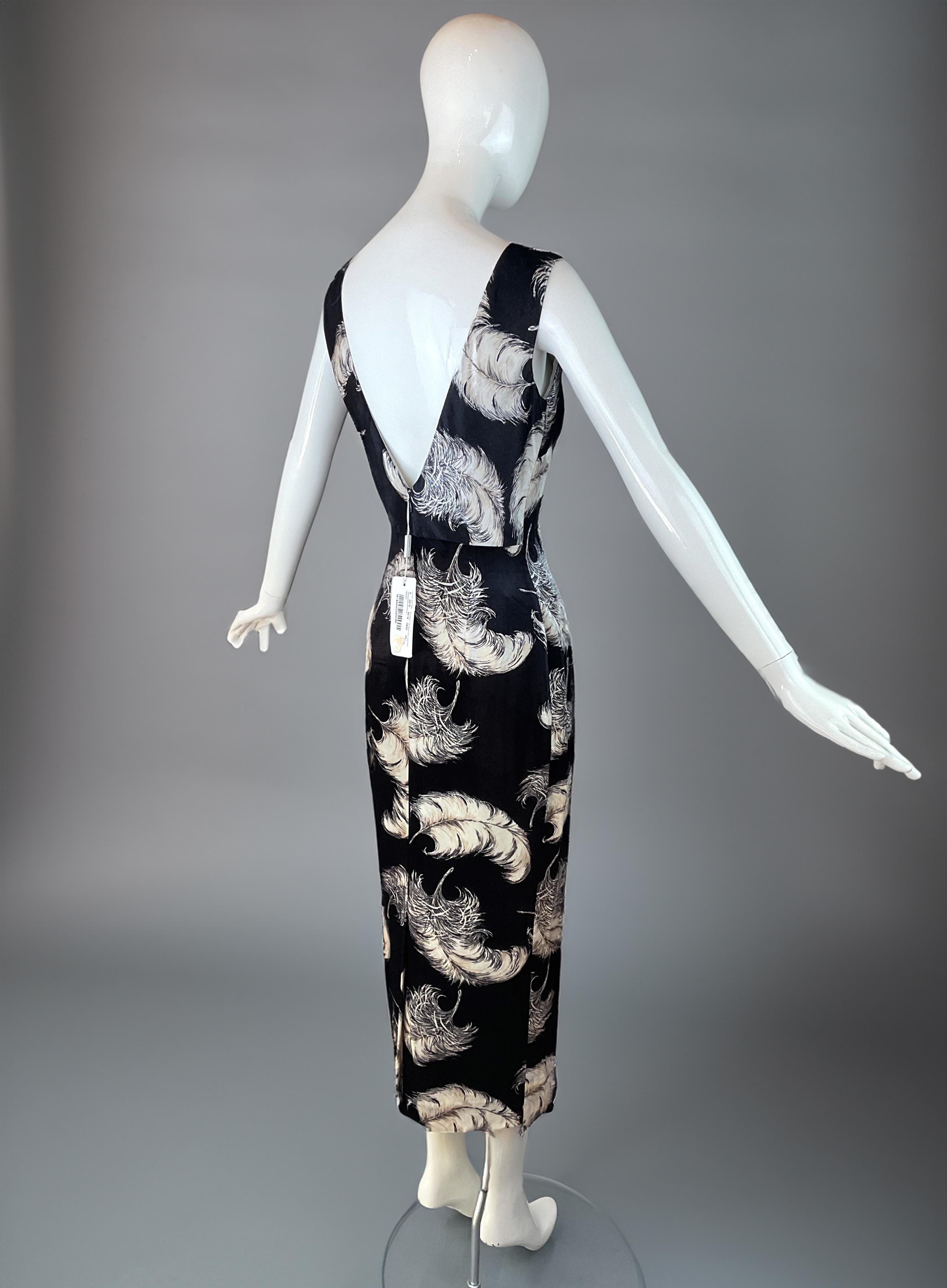 Dolce & Gabbana Fall/Winter F/W 1997 Runway Feather Print Dress – New with Tags For Sale 3