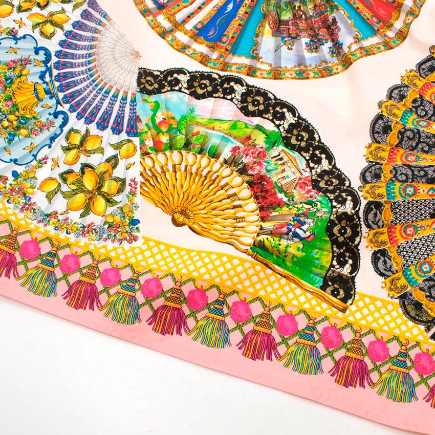 Women's Dolce & Gabbana Fan-Printed Cotton Top - Size US 4