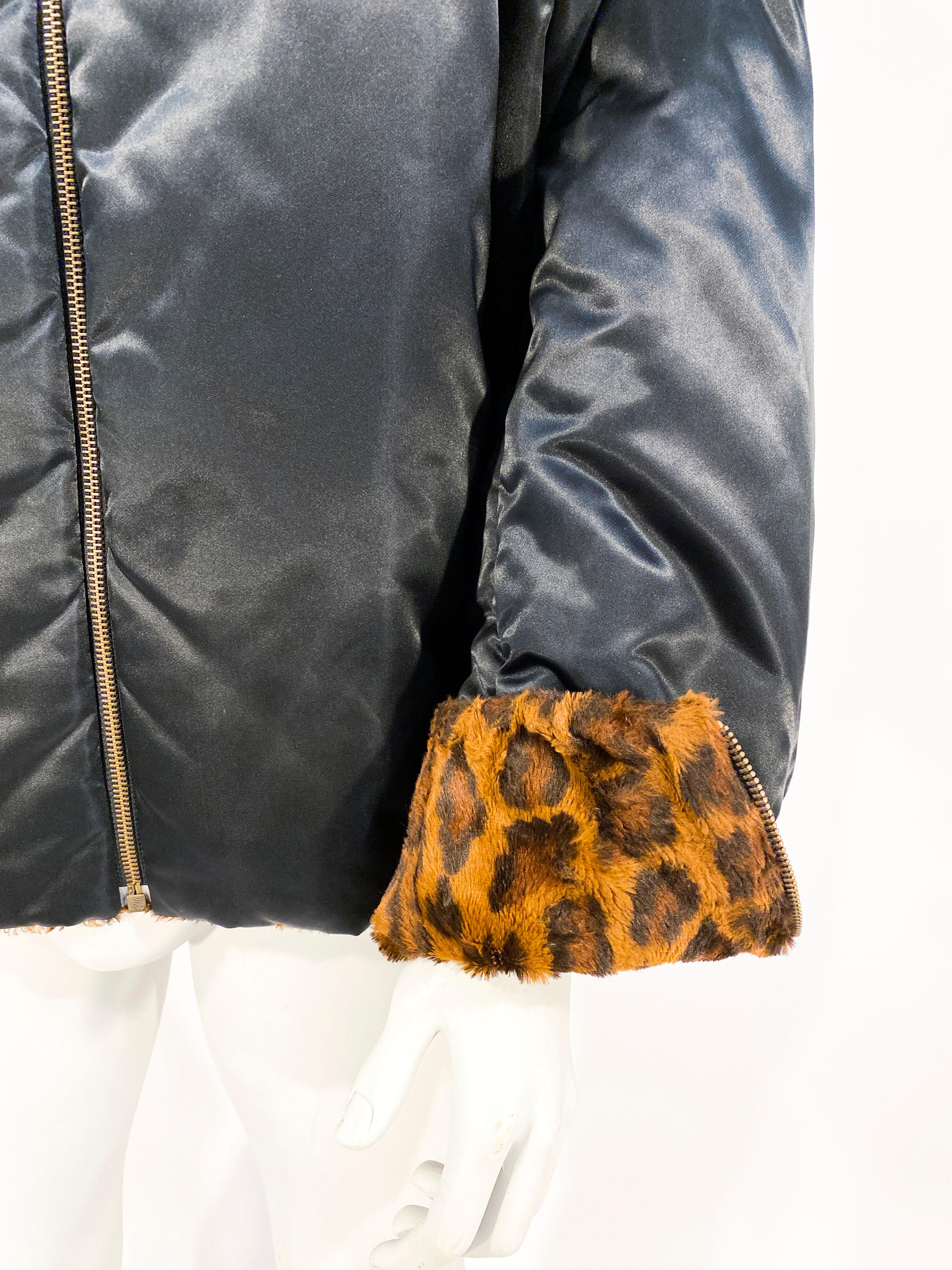 Brown Dolce & Gabbana Faux Cheetah Fur Reversible Jacket