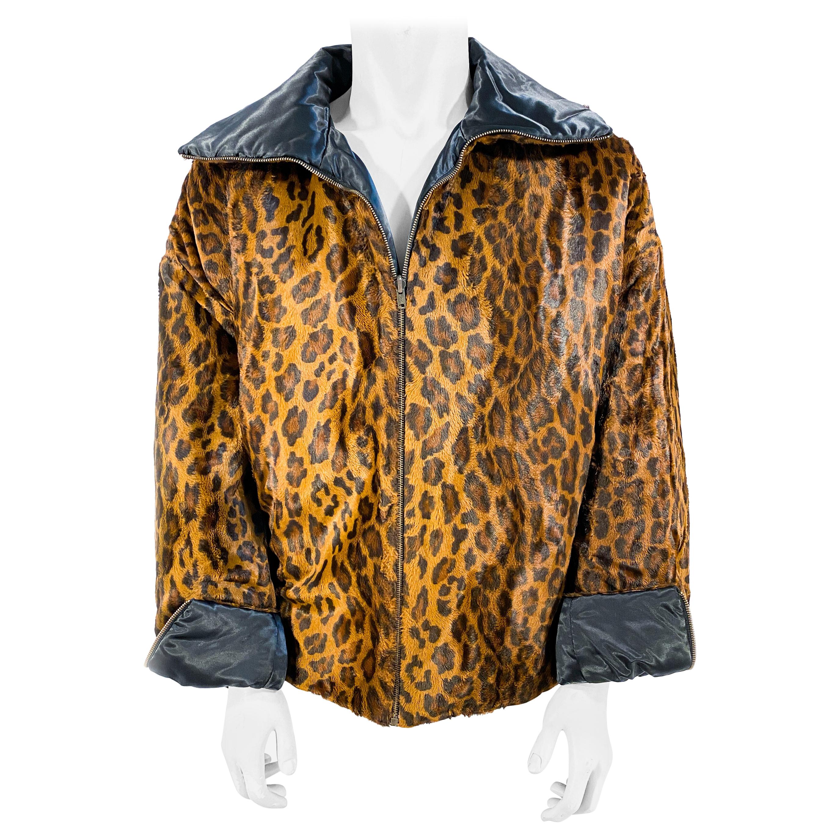 Dolce & Gabbana Faux Cheetah Fur Reversible Jacket