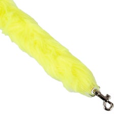 Dolce & Gabbana - Faux Fur Leather Bag Strap Handle Neon Yellow Silver