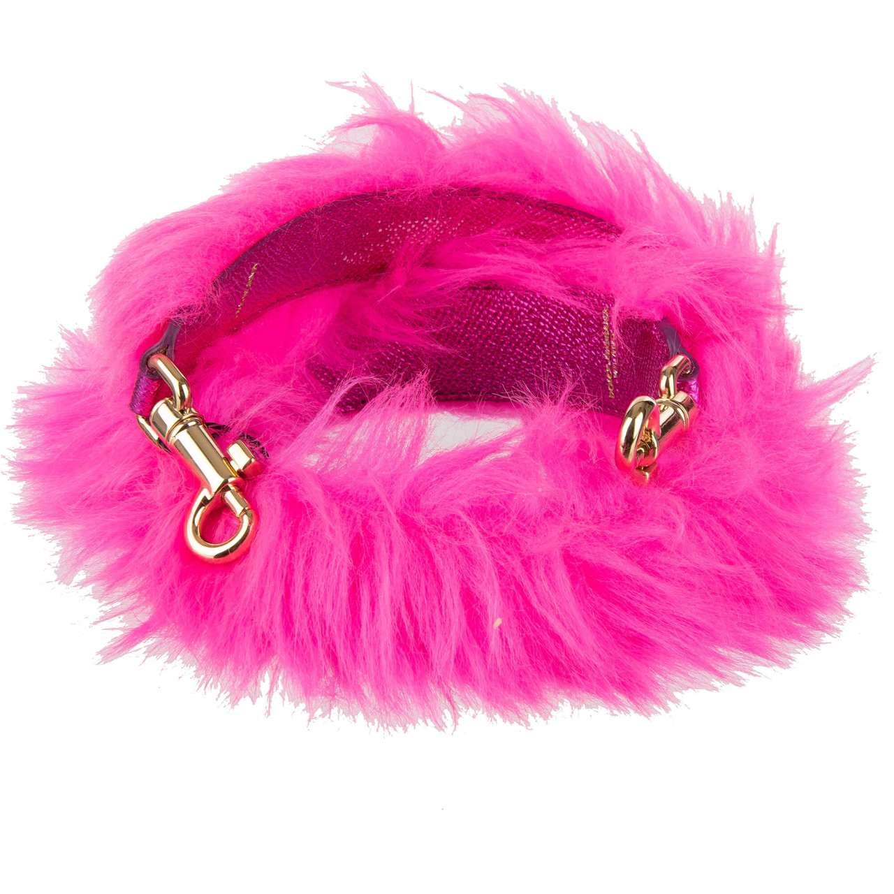 - Dauphine leather and faux fur bag Strap / Handle in pink by DOLCE & GABBANA - Former RRP: EUR 495 - New with Tag - MADE IN ITALY - Model: BI0938-8L400 [0210] - Material: 50% Calfskin, 50% Faux fur - Color: Pink - Length: appr. 68 cm - Width: appr.