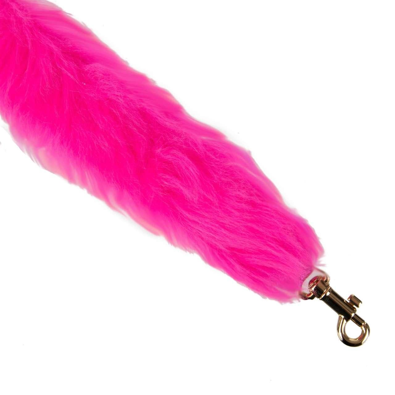Dolce & Gabbana - Faux Fur Leather Bag Strap Handle Pink Gold In Excellent Condition For Sale In Erkrath, DE
