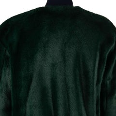 Dolce & Gabbana Faux Fur Oversize Bomber Jacket with Logo Patch Green Blue XL