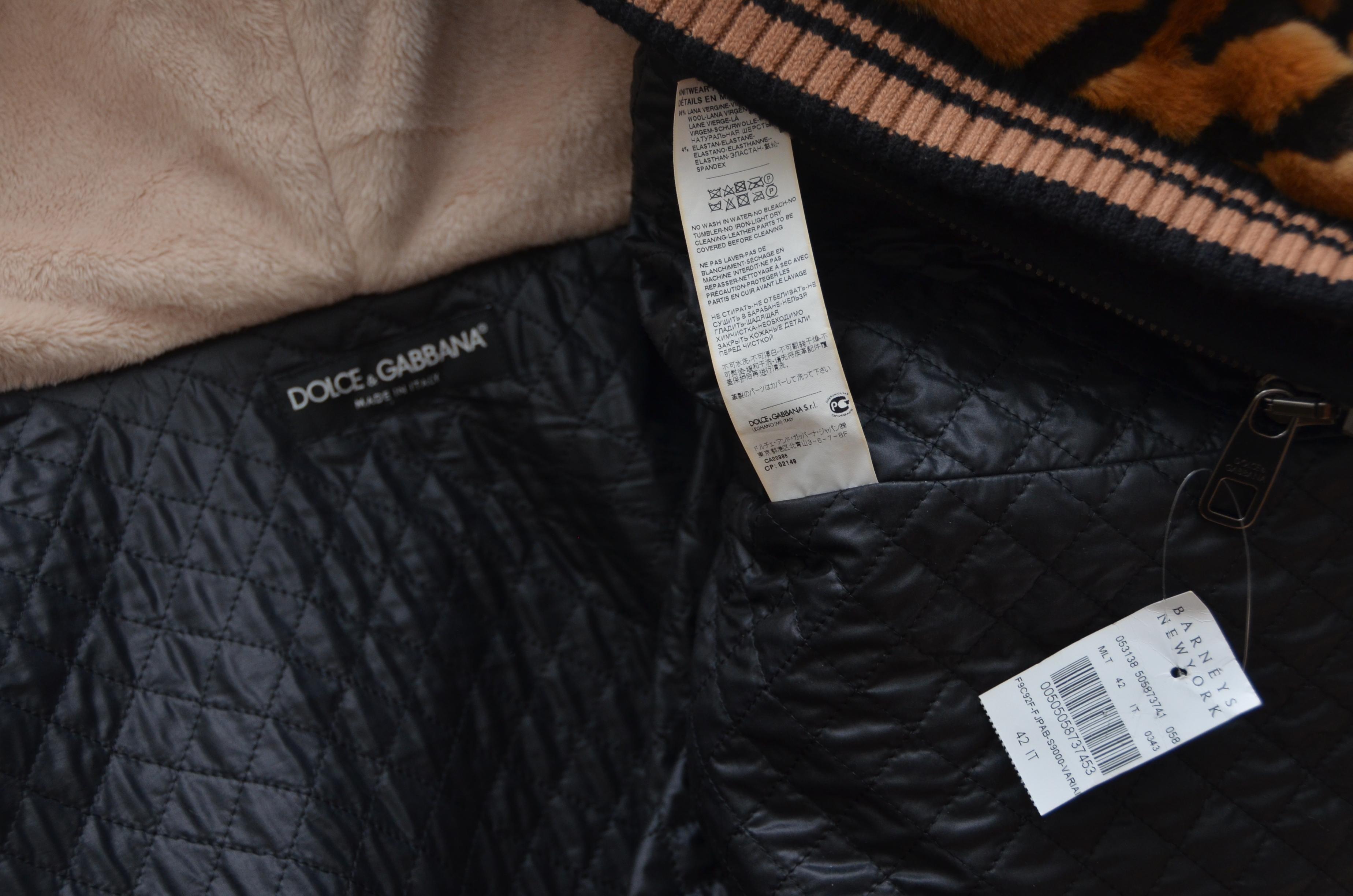Women's or Men's DOLCE & GABBANA  Faux Fur Tiger Hooded Long Jacket  Coat NEW 42