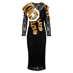 Dolce & Gabbana Faux Fur Tiger Lace Dress - '10s
